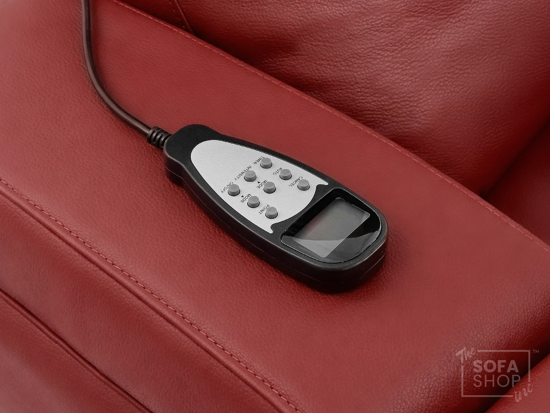 1 Seater Real Leather Electric Recliner Cinema Chair in Red | Massage, Tray Table, Cooling Cup Holder & USB | Rimini | The Sofa Shop - Image 10