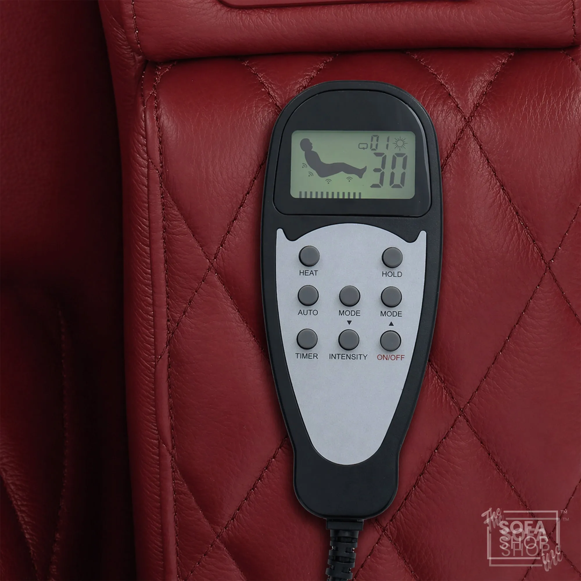 Riser Recliner Chair in Red Real Leather | Hi-Tech Armchair with Dual Motor Lift + Vibration Massage+ Heated Lumbar + Cooling, Heating Cupholders + Power Headrest | Assisi | The Sofa Shop - Image 12