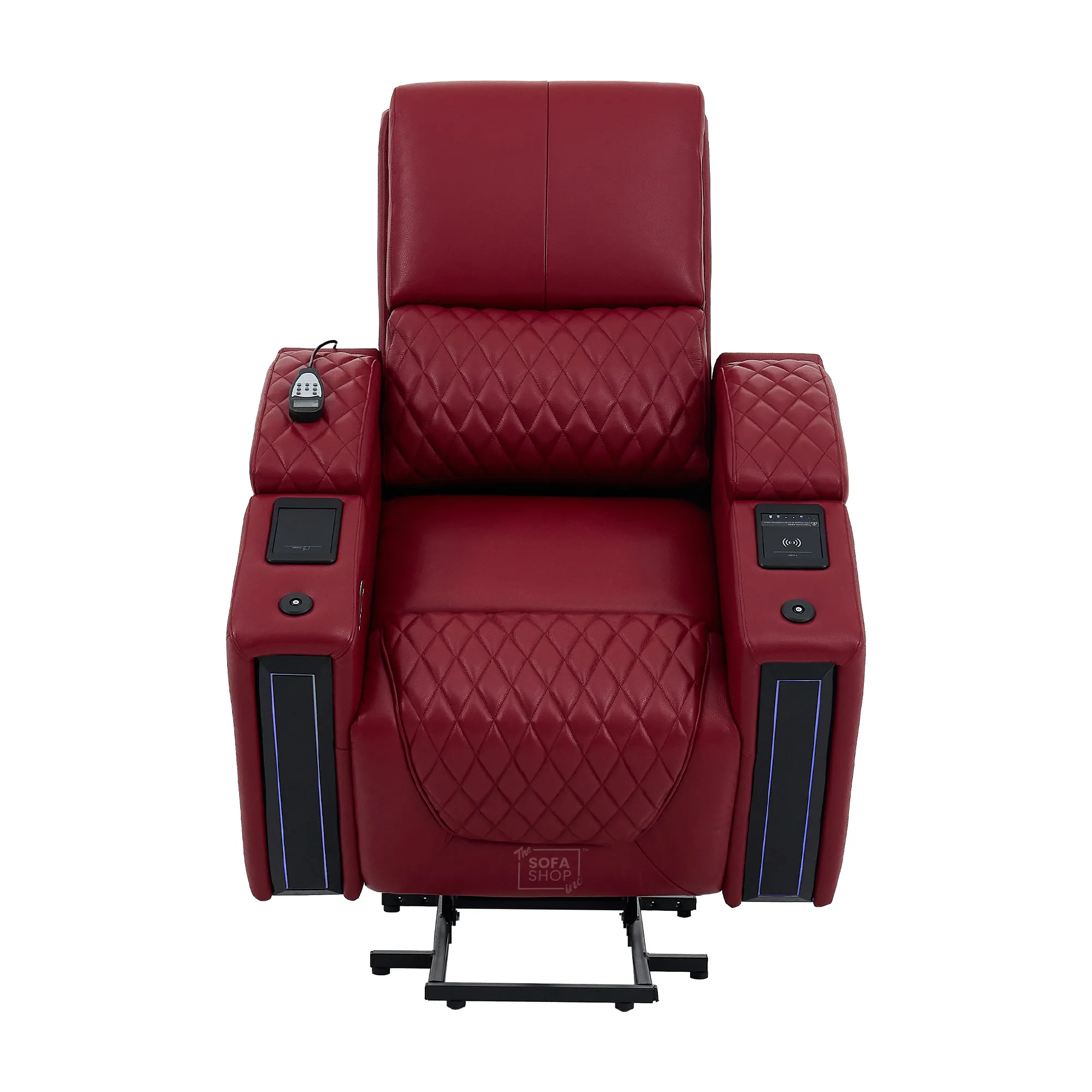 Riser Recliner Chair in Red Real Leather | Hi-Tech Armchair with Dual Motor Lift + Vibration Massage+ Heated Lumbar + Cooling, Heating Cupholders + Power Headrest | Assisi | The Sofa Shop - Image 22