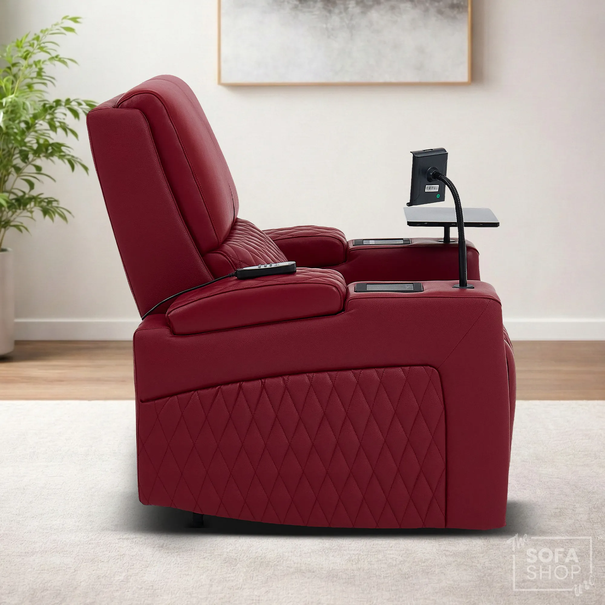Riser Recliner Chair in Red Real Leather | Hi-Tech Armchair with Dual Motor Lift + Vibration Massage+ Heated Lumbar + Cooling, Heating Cupholders + Power Headrest | Assisi | The Sofa Shop - Image 8