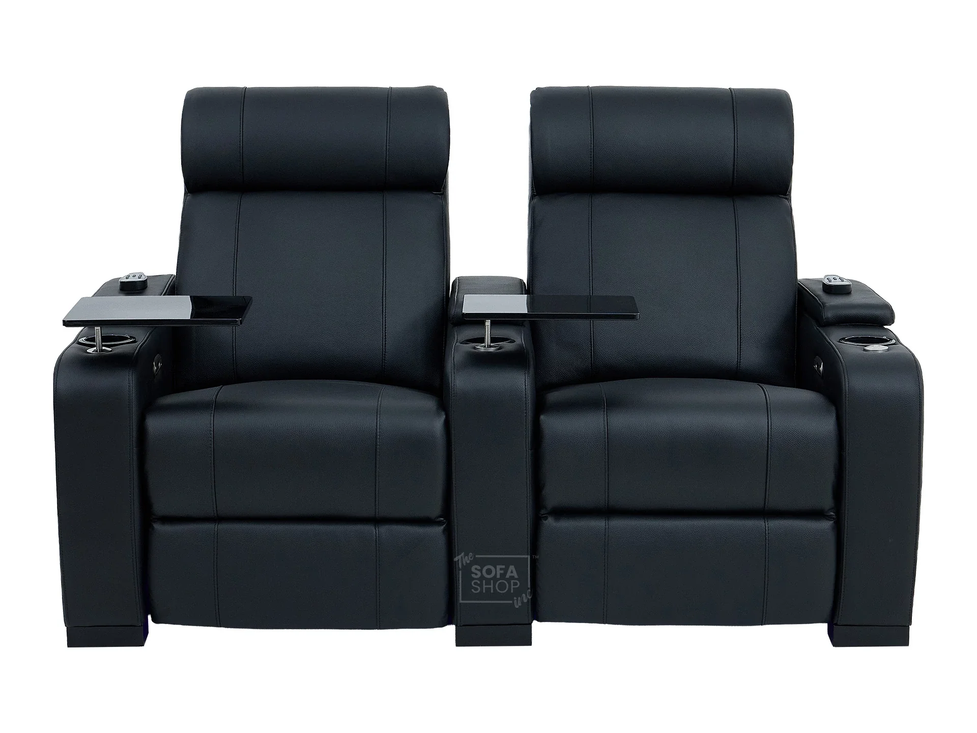 2 Seater Real Leather Electric Recliner Cinema Sofa in Black | Hi-Tech Cinema Sofa With Massage, Heated Lumbar, Power Grommet, Console & Chilled Cupholders | Rimini | The Sofa Shop - Image 16