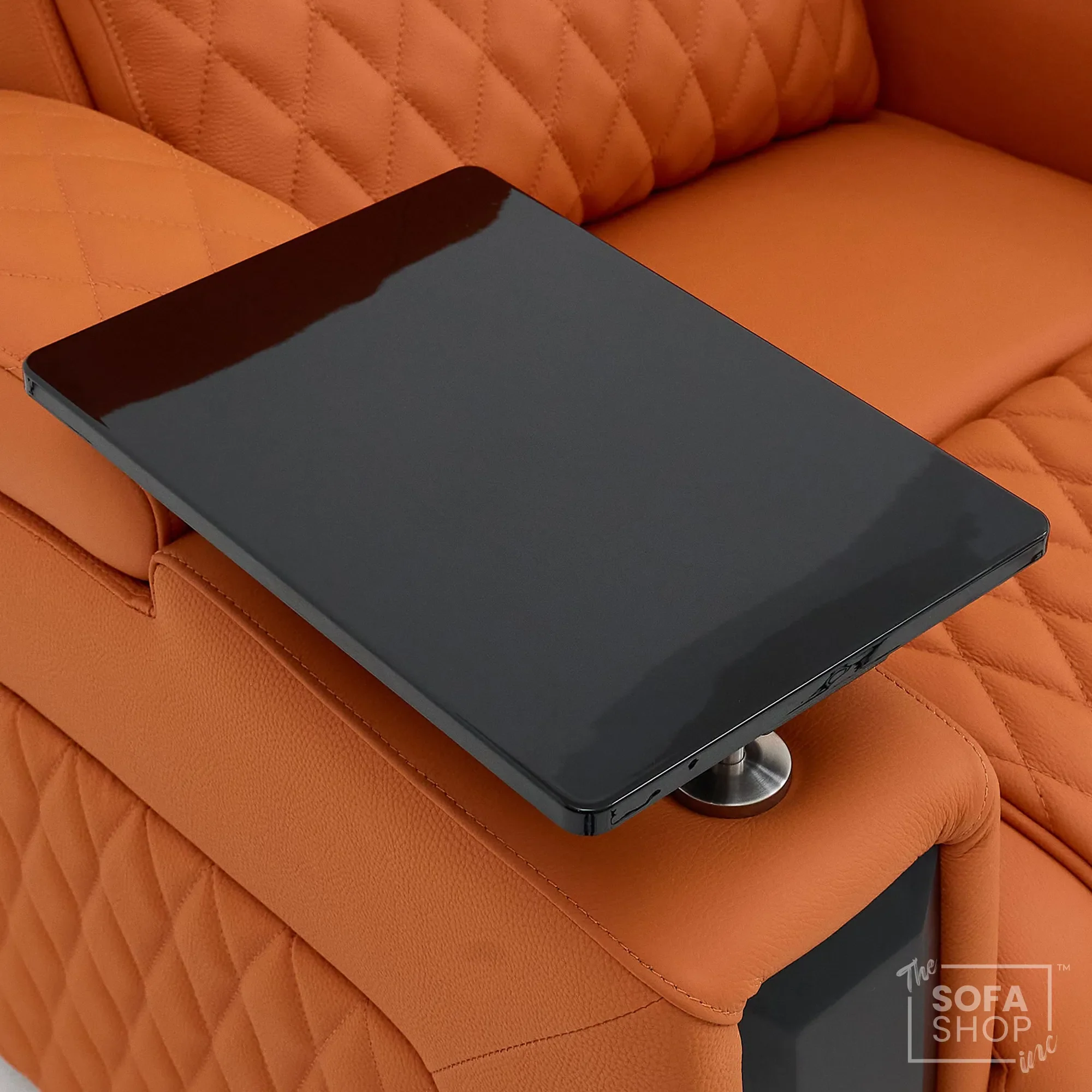 2 Seater Cinema Sofa in Orange Real Leather | Luxury Theatre & Home Cinema Seating With Electric Recliner With Cooling Cup Holders + Lumbar Support | USB Charging + LED Lights | Assisi - Image 13