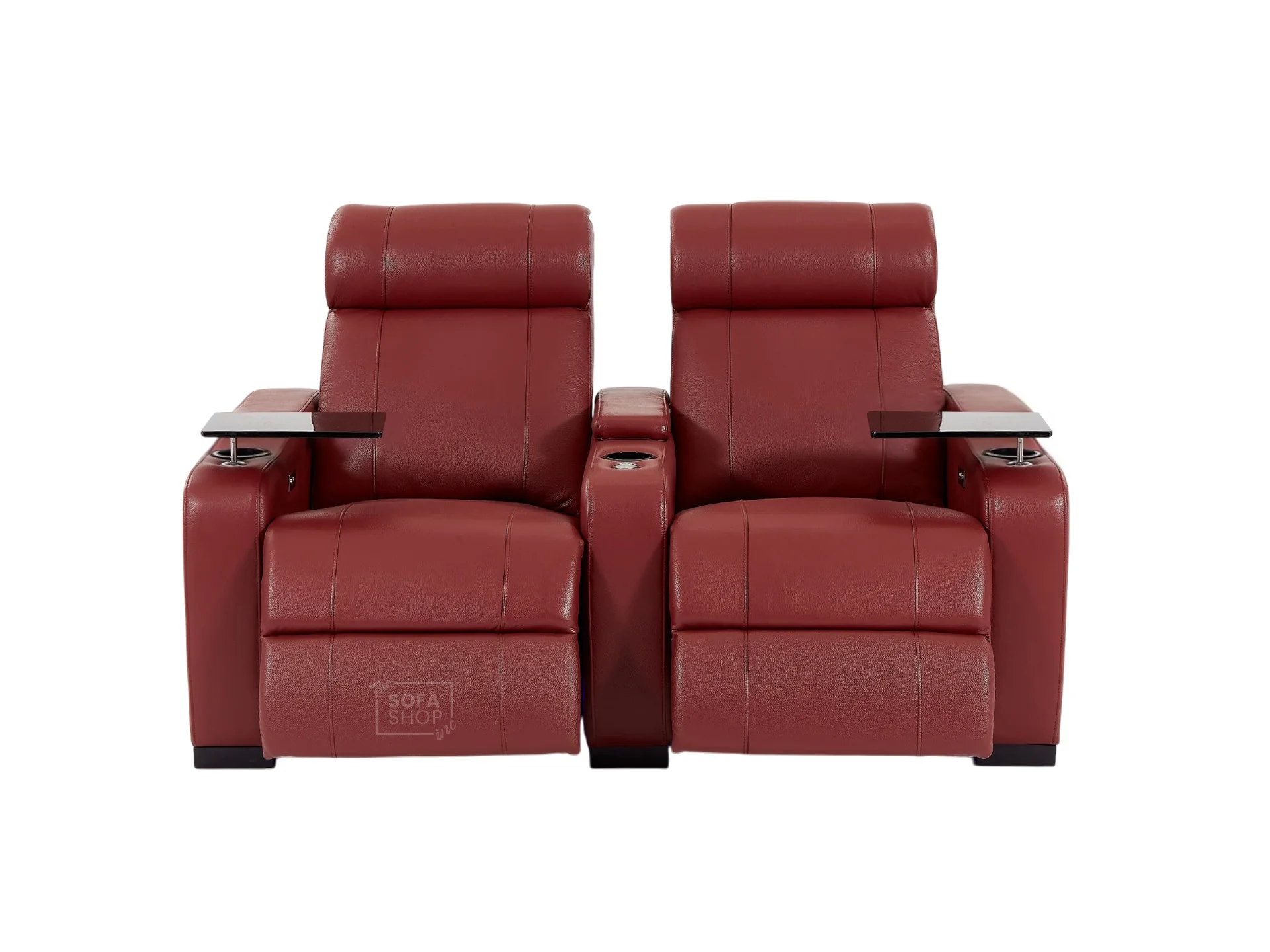 2 Seat Real Leather Electric Recliner Home Cinema Theatre Sofa In Red with Chilled Cupholders + Console + Power + USB + LED Lights | Rimini - Image 16