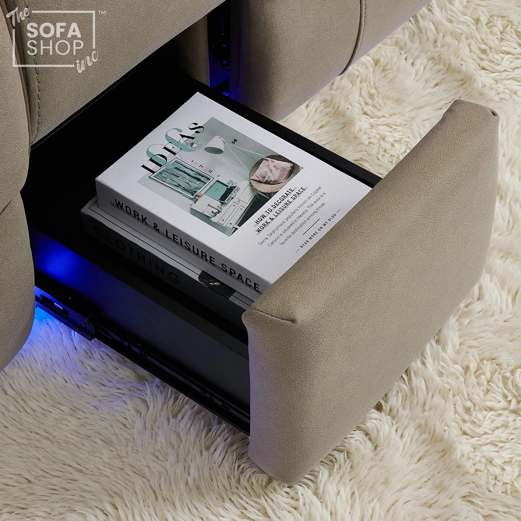 2 Seater Beige Fabric Electric Recliner Cinema Sofa | Hi-tech Recliner Couch With Massage Vibration, Heated Lumbar, Cooling & Heating Cupholders, Bluetooth & Multi-Link | Florence | The Sofa Shop - Image 14