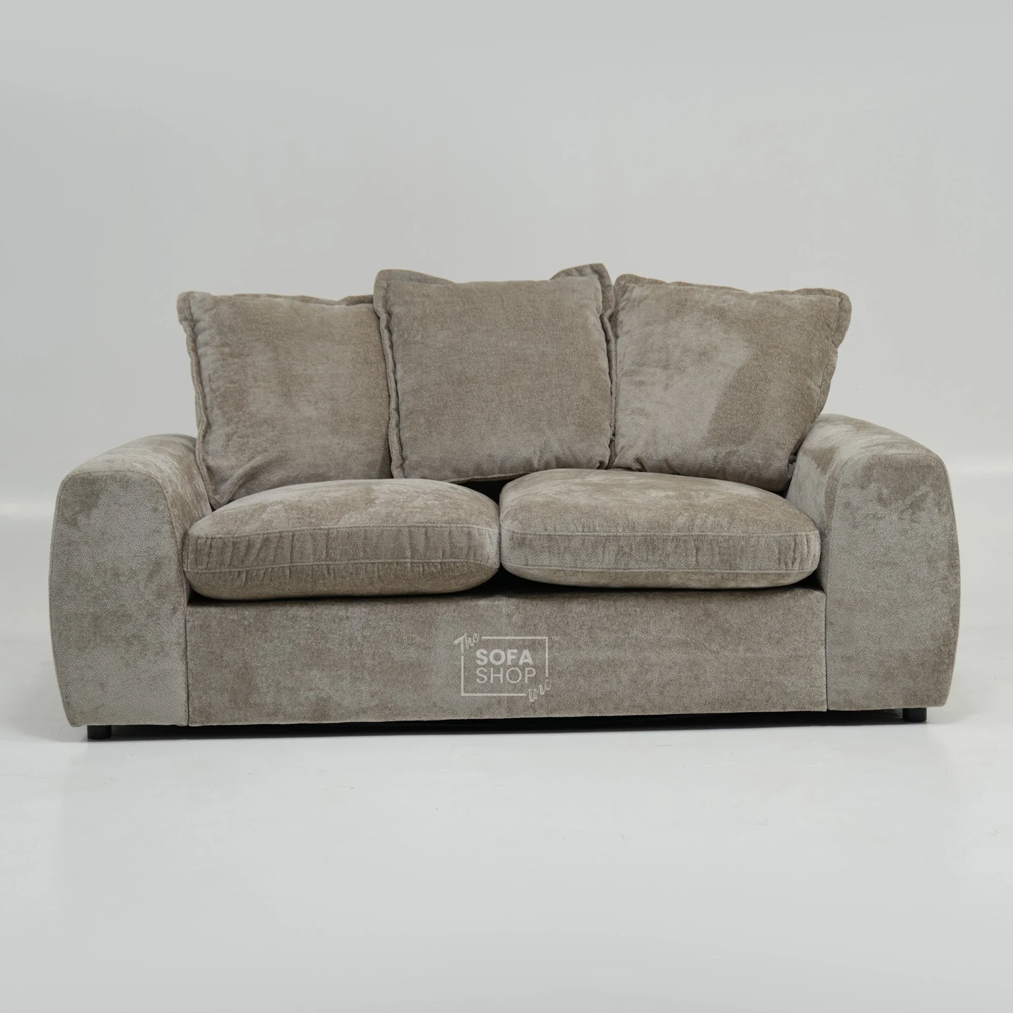 2 Seater Beige Static Sofa With Removable Cushions | Dent On LHF Arm | Genova | Second Hand Sofa 29 | The Sofa Shop - Image 2