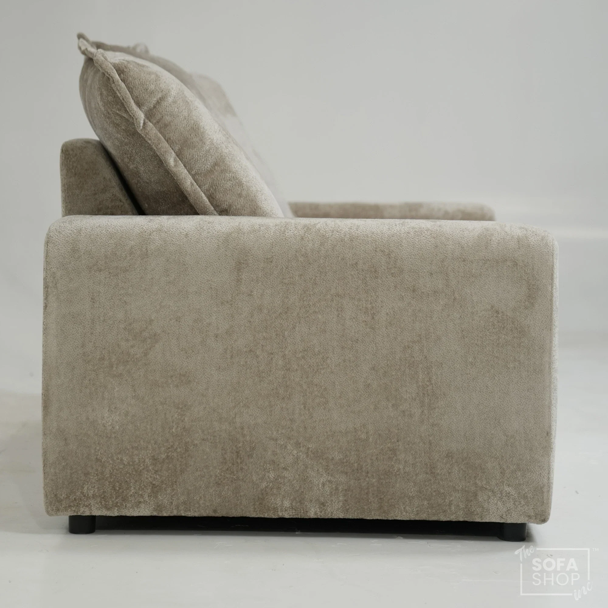 2 Seater Beige Static Sofa With Removable Cushions | Dent On LHF Arm | Genova | Second Hand Sofa 29 | The Sofa Shop - Image 4