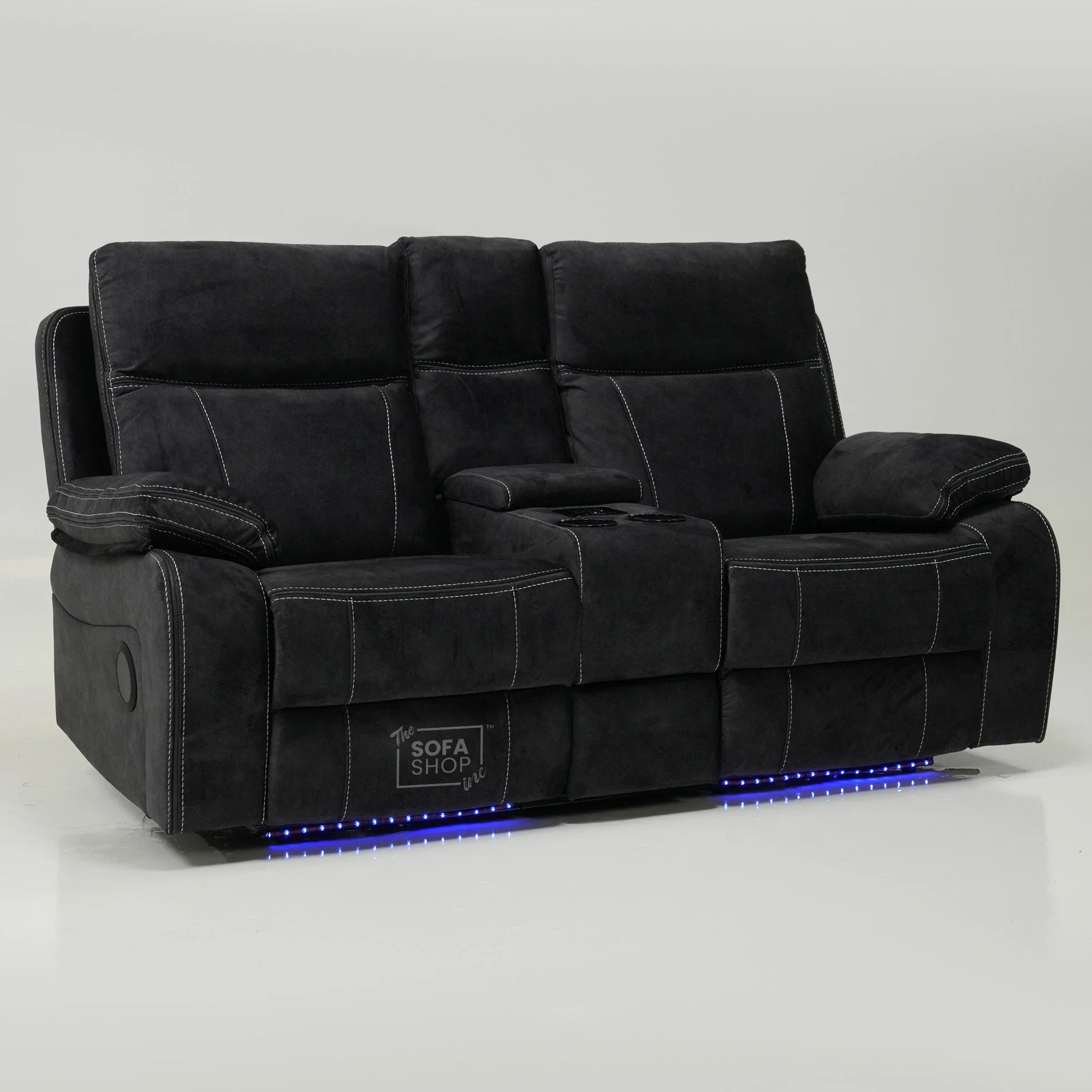 2 Seater Black Velvet Electric Recliner with Wireless Charging, Speakers & LEDs | Vinsonova | Ex-Display | The Sofa Shop - Image 17
