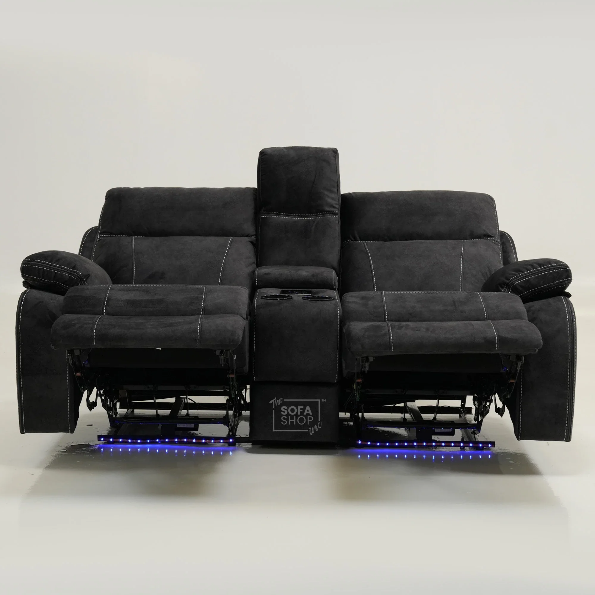 2 Seater Black Velvet Electric Recliner with Wireless Charging, Speakers & LEDs | Vinsonova | Ex-Display | The Sofa Shop - Image 18