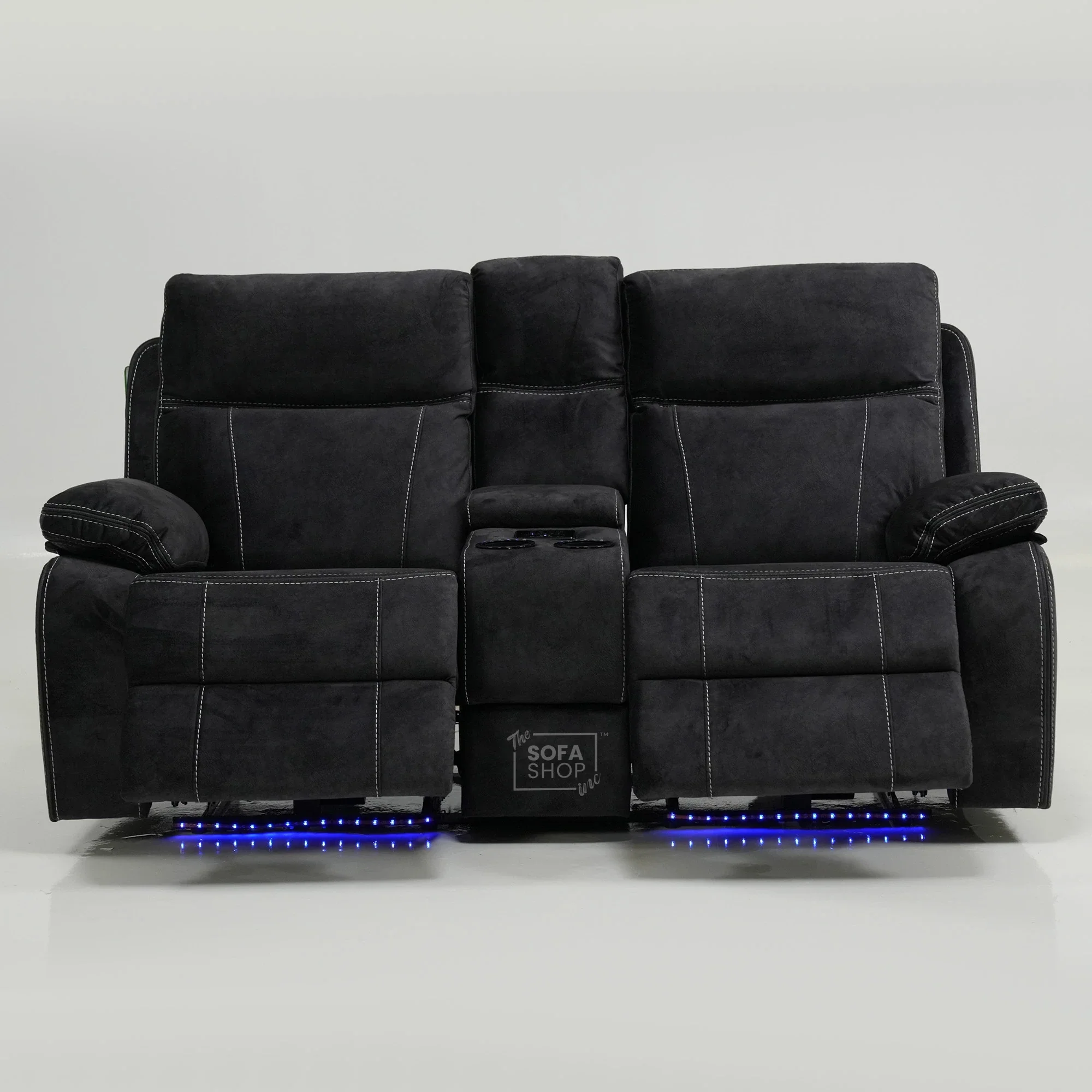 2 Seater Black Velvet Electric Recliner with Wireless Charging, Speakers & LEDs | Vinsonova | Ex-Display | The Sofa Shop - Image 19