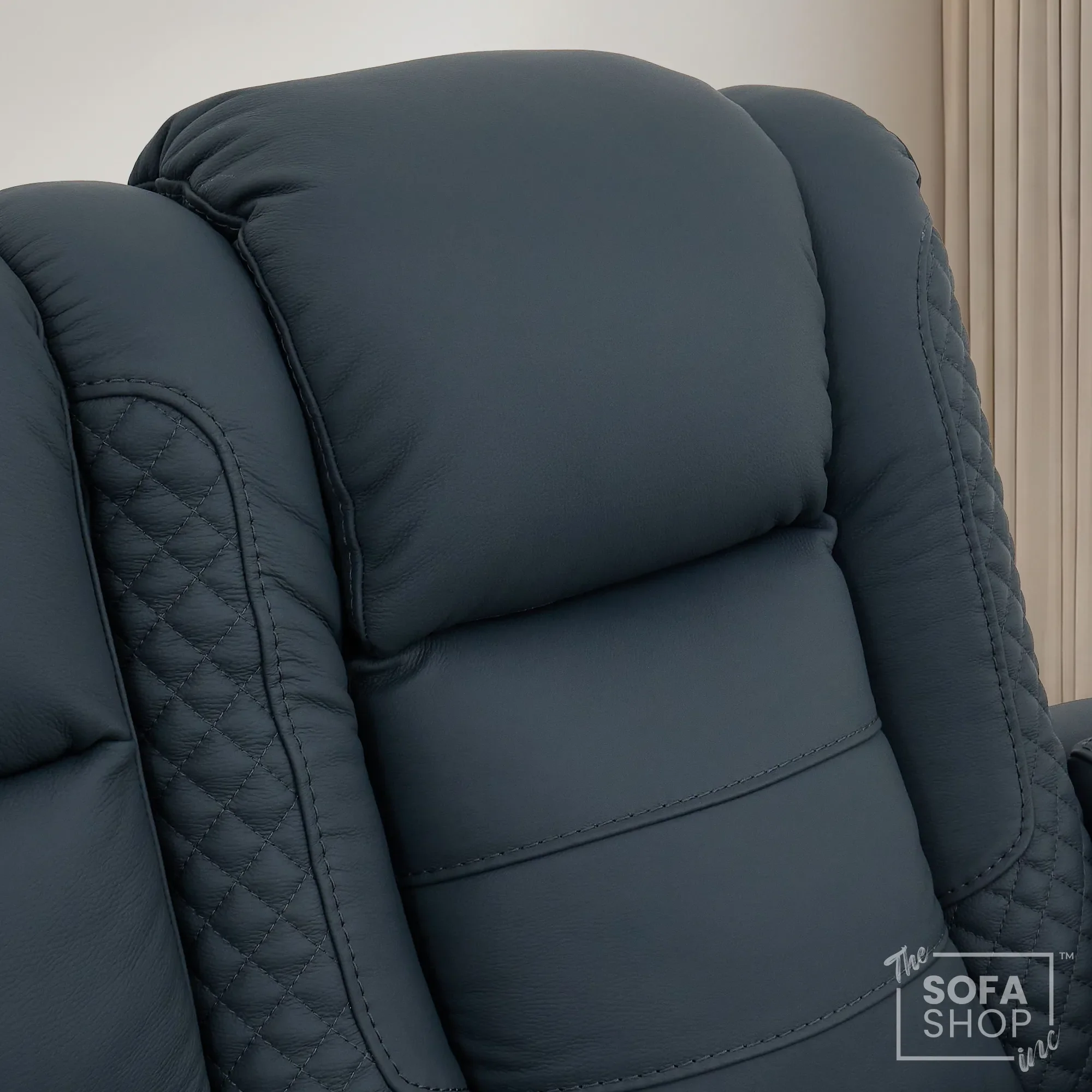 2 Seater Cinema Sofa in Blue Genuine Leather | Hi-Tech Settee with Power Recline + Power Headrests + Power Grommets + Speakers + Cooling & Heating Cupholders | Napoli | The Sofa Shop - Image 12