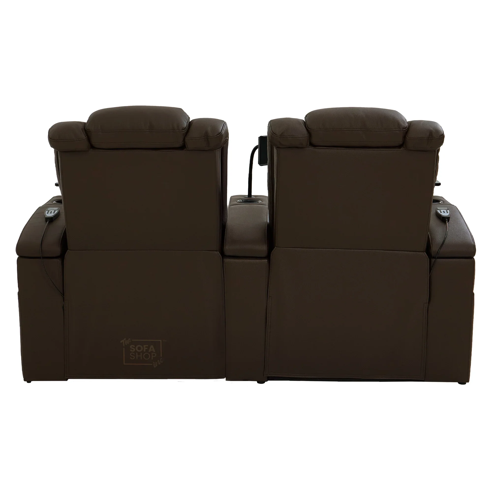 2 Seater Real Leather Electric Recliner Cinema Sofa in Dark Brown | Massage, Heated Lumbar, Power Headrests, Food Trays & Power Grommet | Capri | The Sofa Shop - Image 20