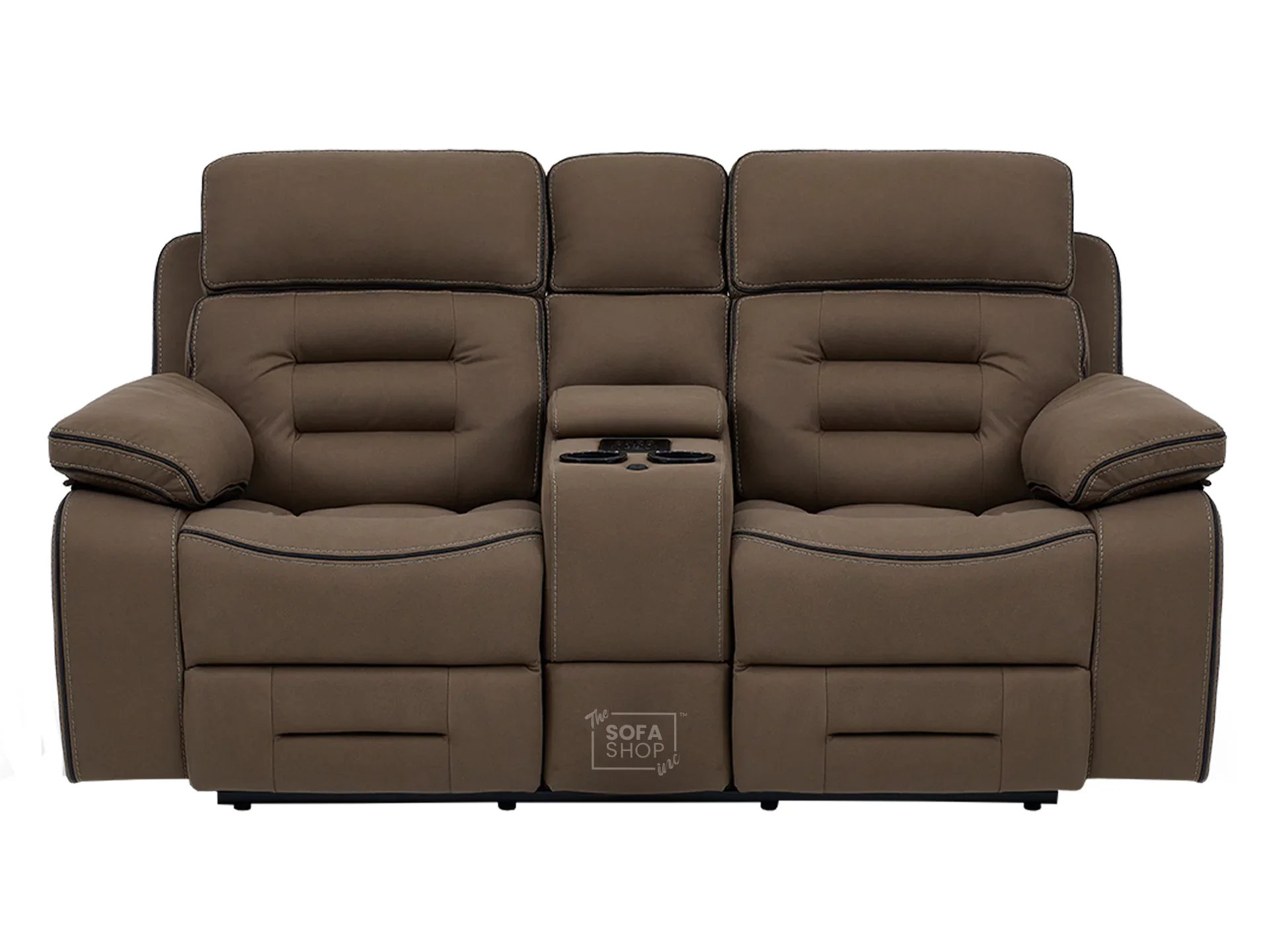 2 Seater Electric Recliner Cinema Sofa in Brown Fabric | Hi-Tech Sofa with USB, Speakers, Power Headrest, Storage Console & Chilled Cup Holders | Tuscany Series One - Image 15