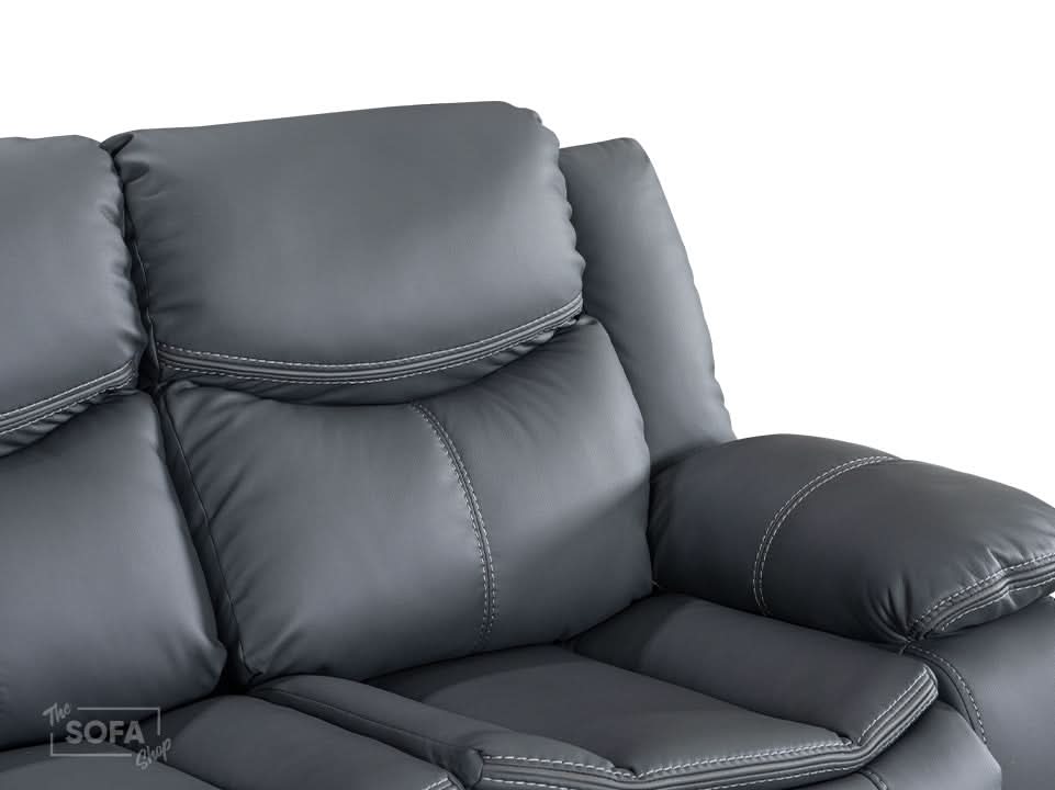 2 Seater Cinema Sofa in Grey Super Fiber Leather | Hi-Tech Console Couch with Power Recline + USB Charging + Wireless Charging + Console Storage + Cup Holders | Highgate | The Sofa Shop - Image 10