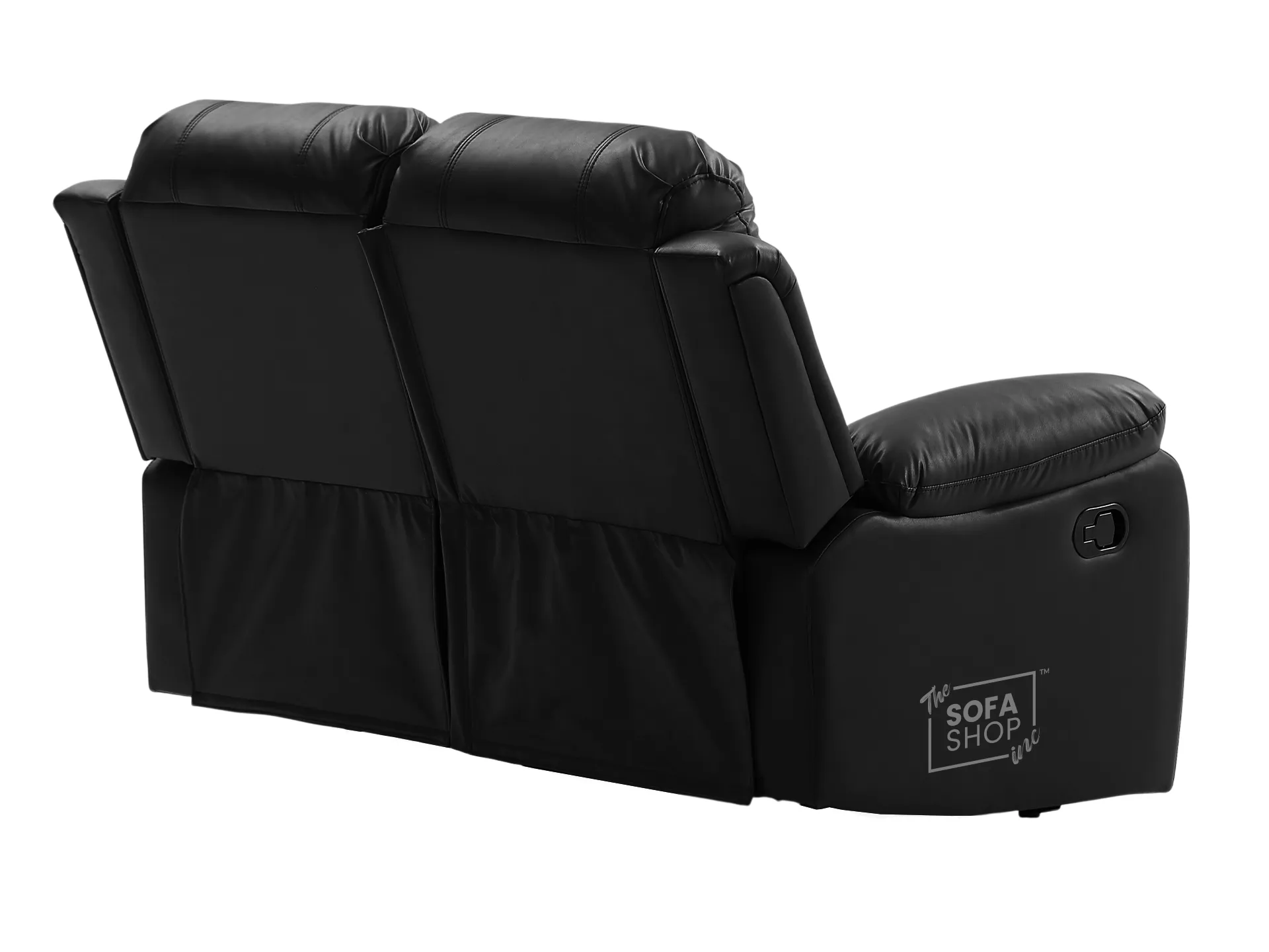 2 Seater Leather Recliner Sofa in Black | Space-Saving Manual Recliner | Trento - Image 10