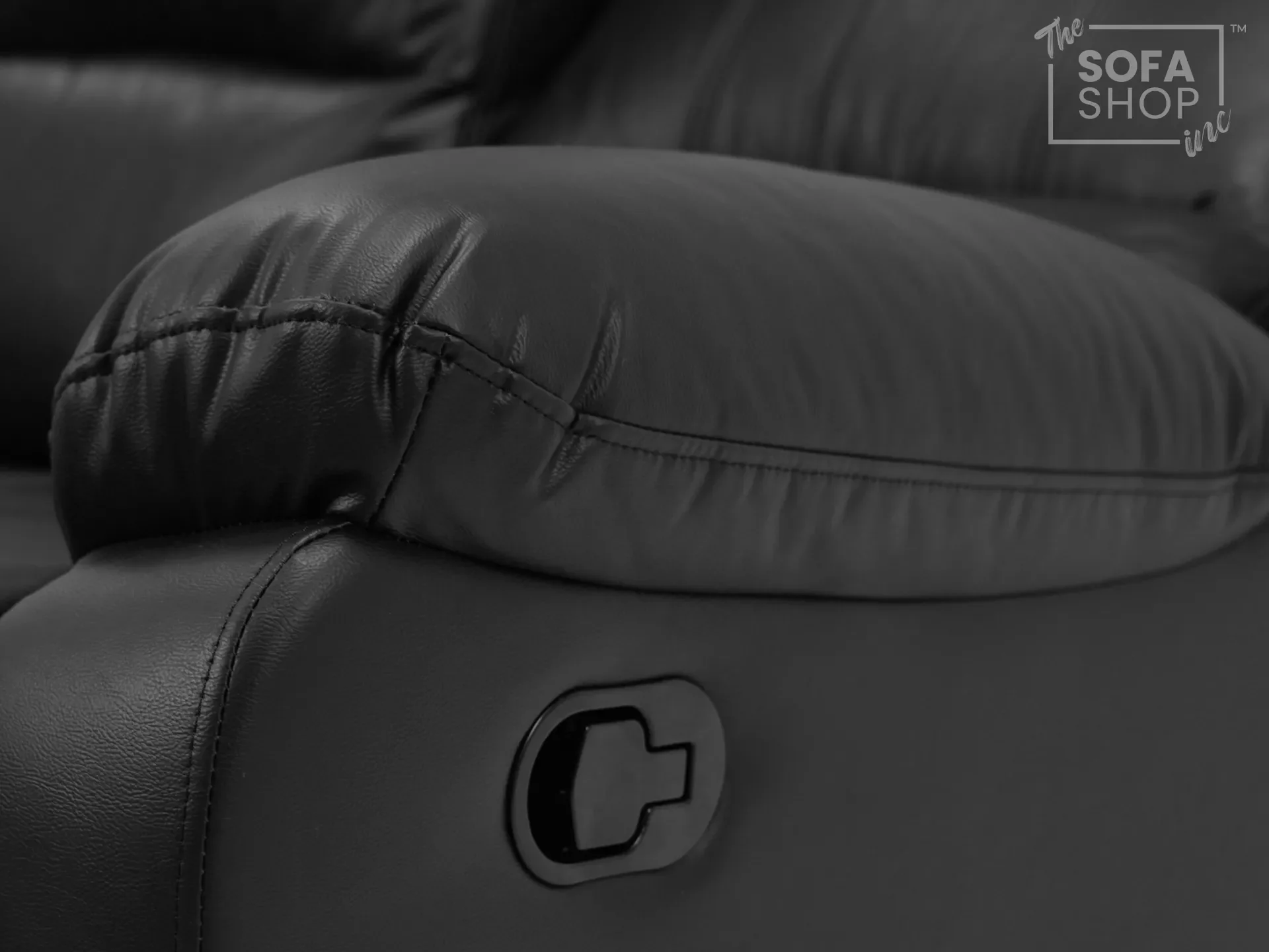 2 Seater Leather Recliner Sofa in Black | Space-Saving Manual Recliner | Trento - Image 6