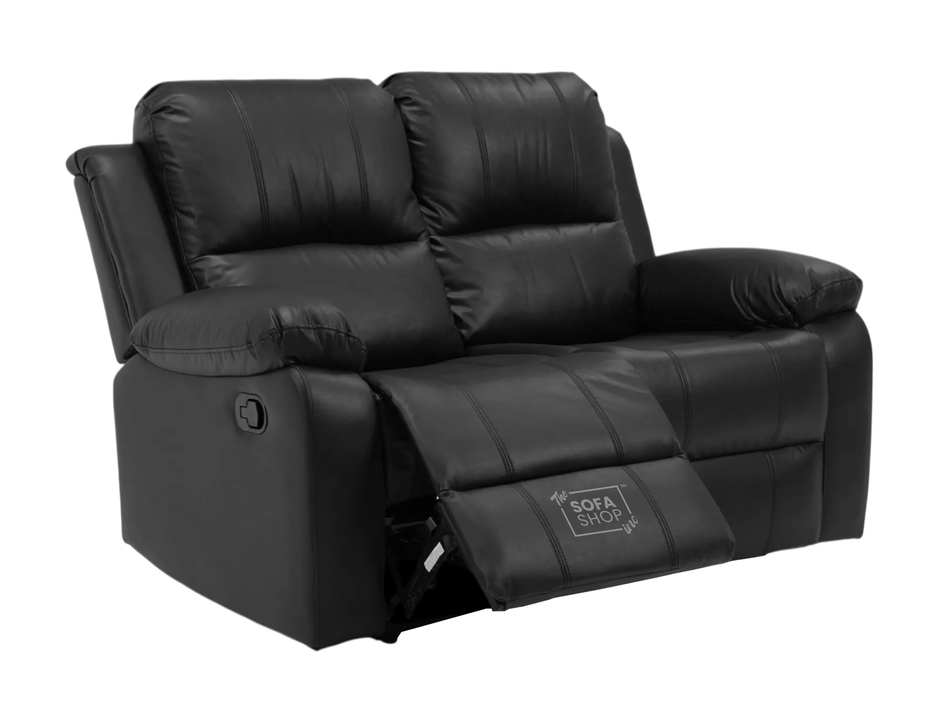 2 Seater Leather Recliner Sofa in Black | Space-Saving Manual Recliner | Trento - Image 8