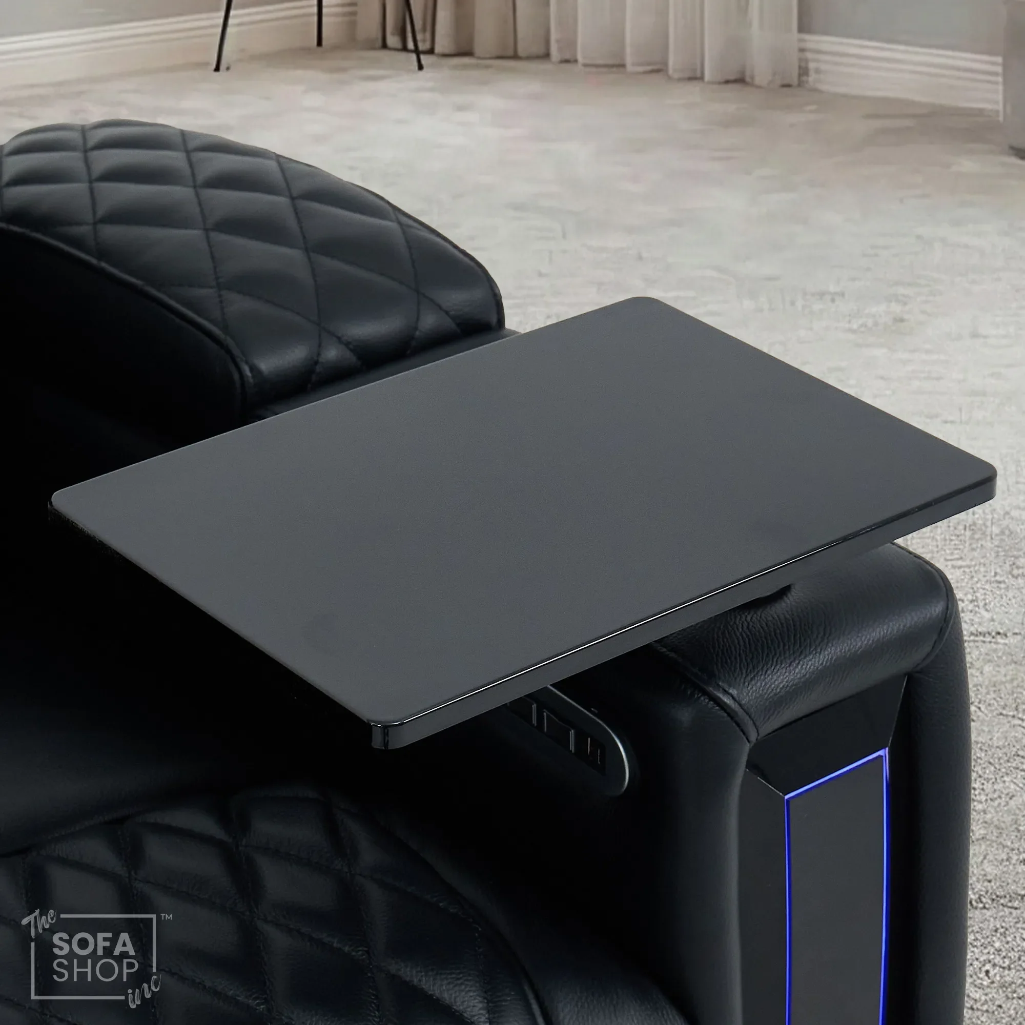 2 Seater Cinema Sofa in Black Real Leather | Electric Recliner Sofa With  Power Lumbar Support, Power Grommet, Wireless Charging, Heating & Cooling Cupholders | Assisi  | The Sofa Shop - Image 12