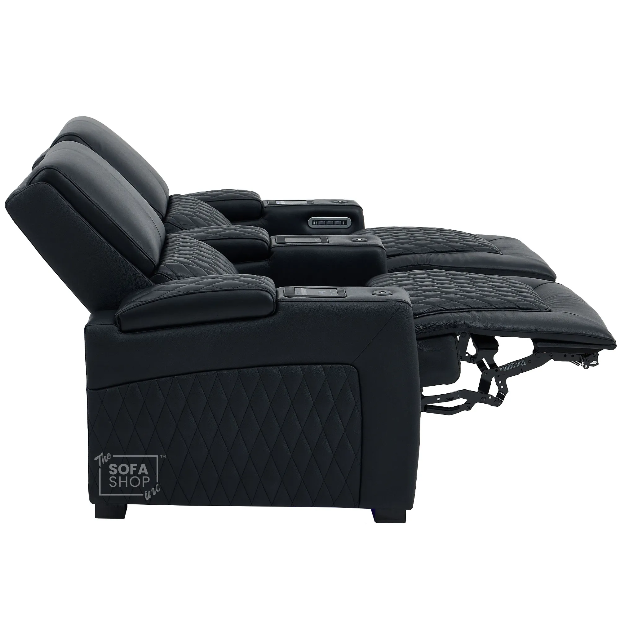2 Seater Cinema Sofa in Black Real Leather | Electric Recliner Sofa With  Power Lumbar Support, Power Grommet, Wireless Charging, Heating & Cooling Cupholders | Assisi  | The Sofa Shop - Image 18