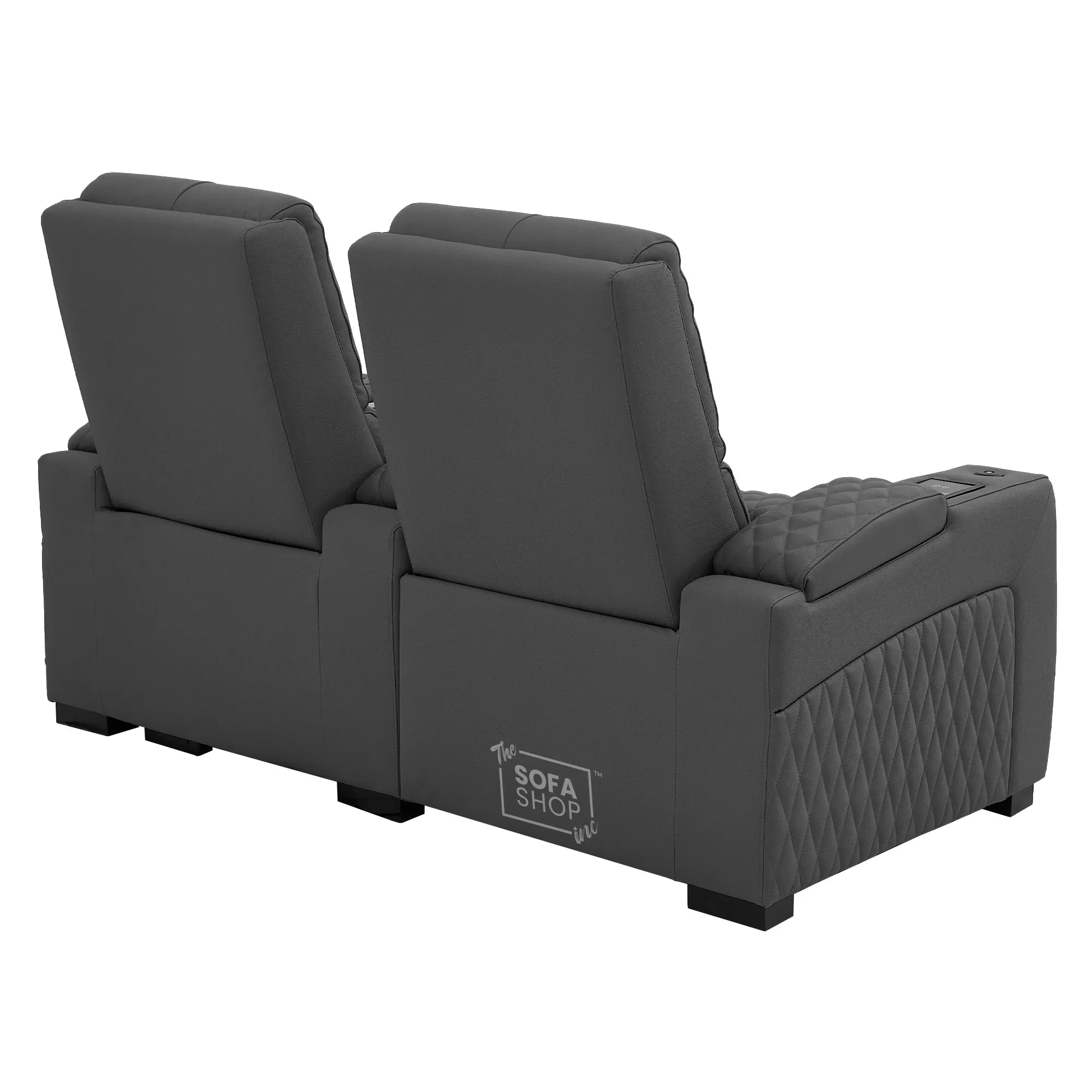 2 Seater Real Leather Electric Recliner Cinema Sofa in Grey | Hi-Tech Cinema Sofa With Power Lumbar, Wireless Charging & Heating & Cooling Cup Holders | Assisi | The Sofa Shop - Image 20