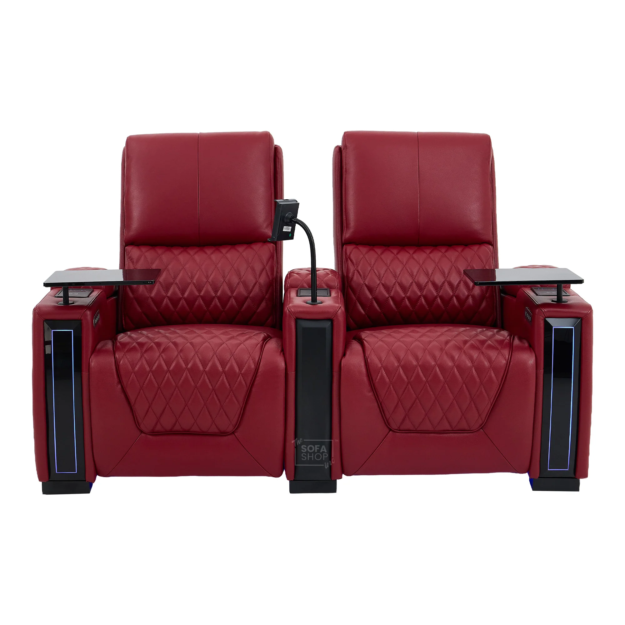 2 Seater Red Real Leather Electric Recliner Cinema Sofa | Hi-Tech Recliner Settee with Power Lumbar, Wireless Charging, Heat & Cooling Cupholders | Assisi | The Sofa Shop - Image 17