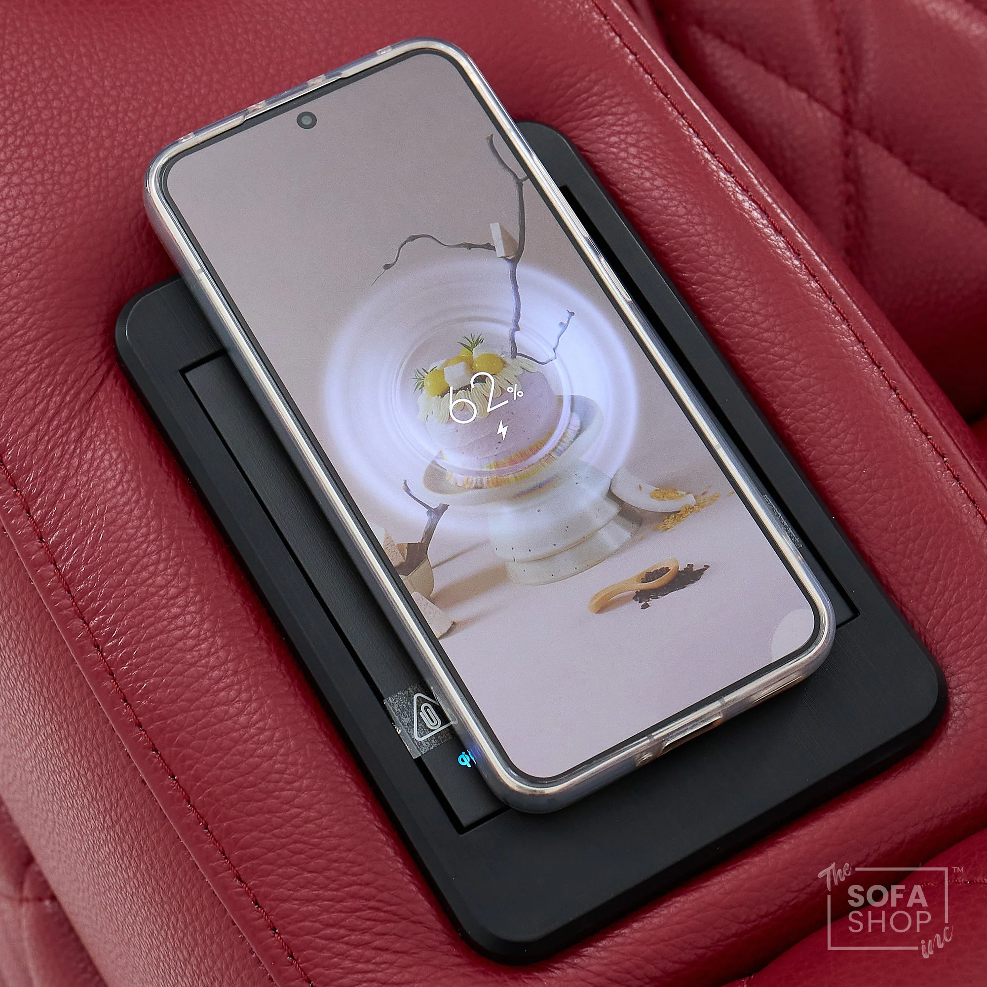 2 Seater Red Real Leather Electric Recliner Cinema Sofa | Hi-Tech Recliner Settee with Power Lumbar, Wireless Charging, Heat & Cooling Cupholders | Assisi | The Sofa Shop - Image 8