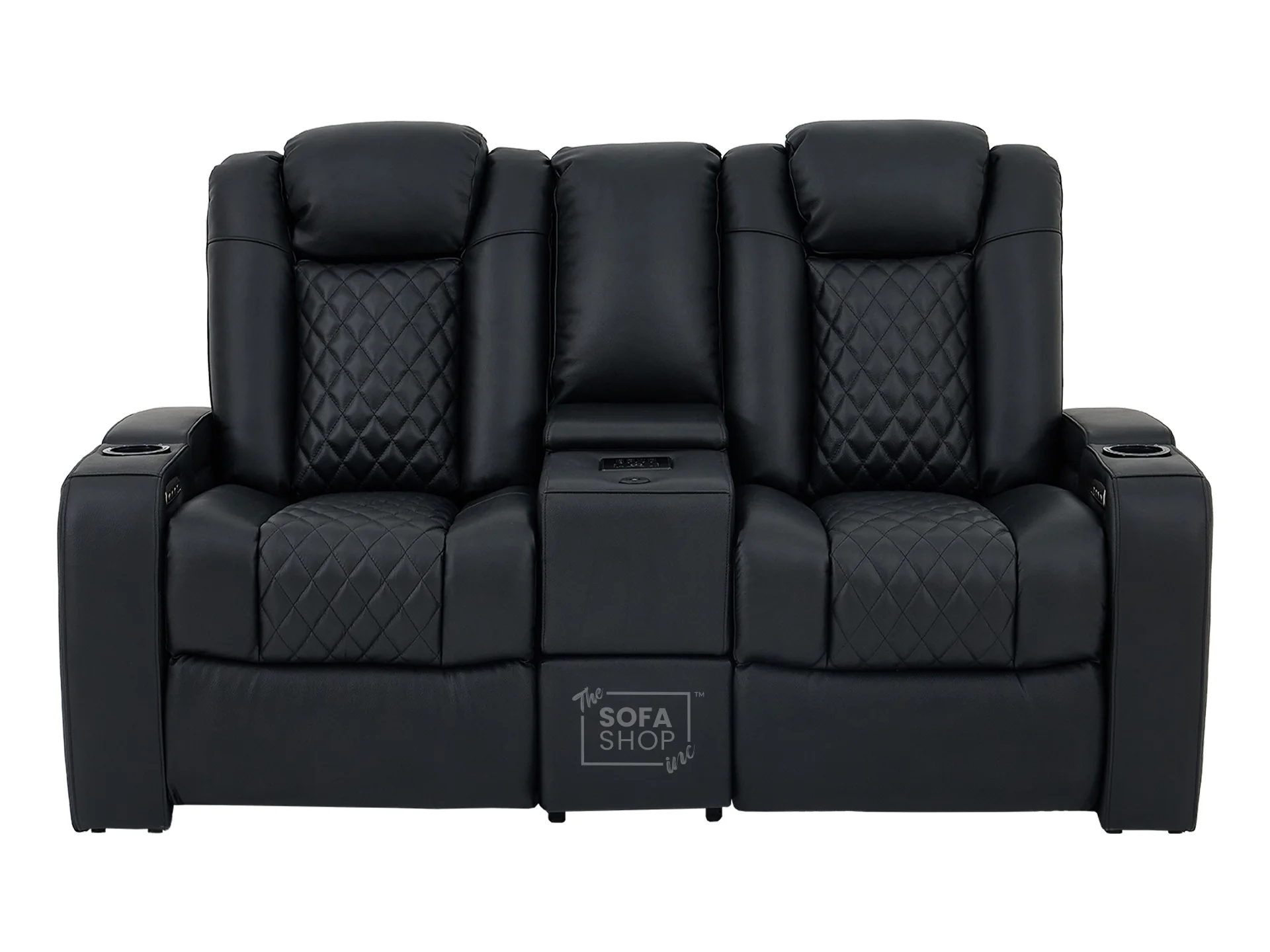 Black Real Leather 2 Seater Electric Recliner Cinema Sofa | Power Lumbar, Speakers, Console, Wireless Charging & Cooling Cup Holders | Milano | The Sofa Shop - Image 21