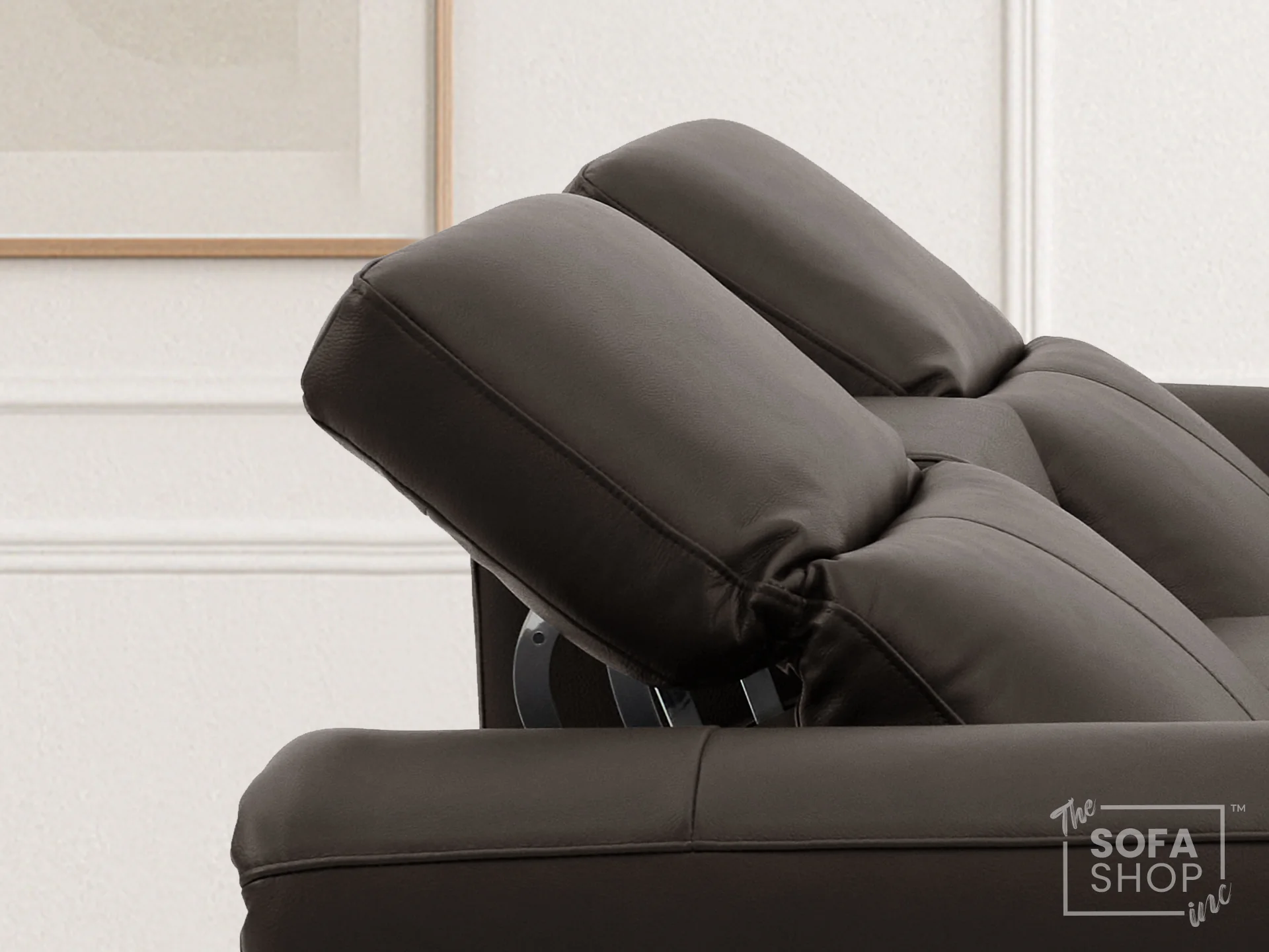 2 Seater Real Leather Electric Recliner Sofa | Cinema Sofa | Hi-Tech Sofa in Brown with Massage, Middle Console, Adjustable Headrests & USB | Turin | The Sofa Shop - Image 5