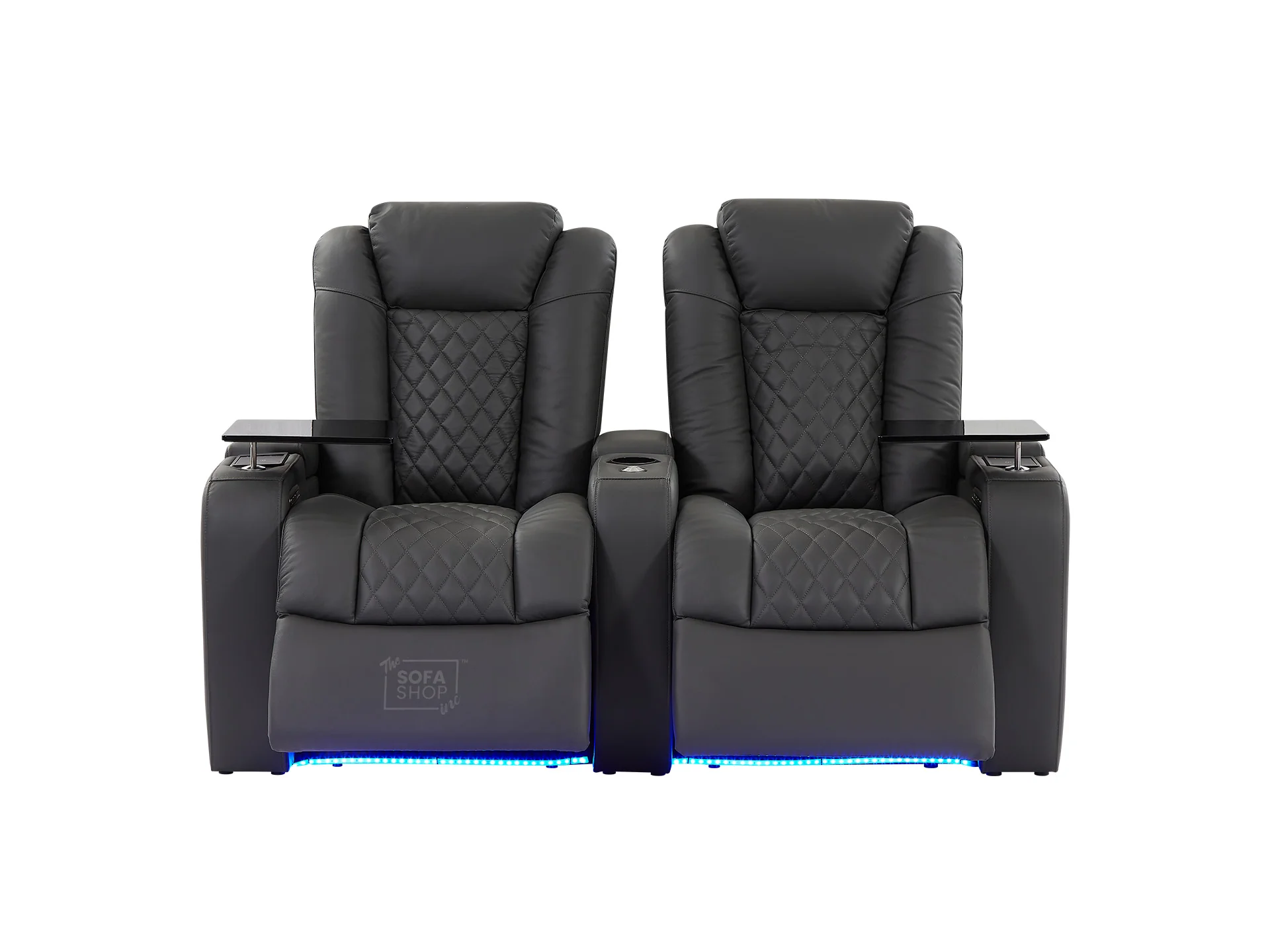 2 Seater Grey Real Leather Electric Recliner Cinema Sofa | Power Headrest, Bluetooth Speakers, Wireless Charging & Cooling Cup Holders | Milano | The Sofa Shop - Image 14