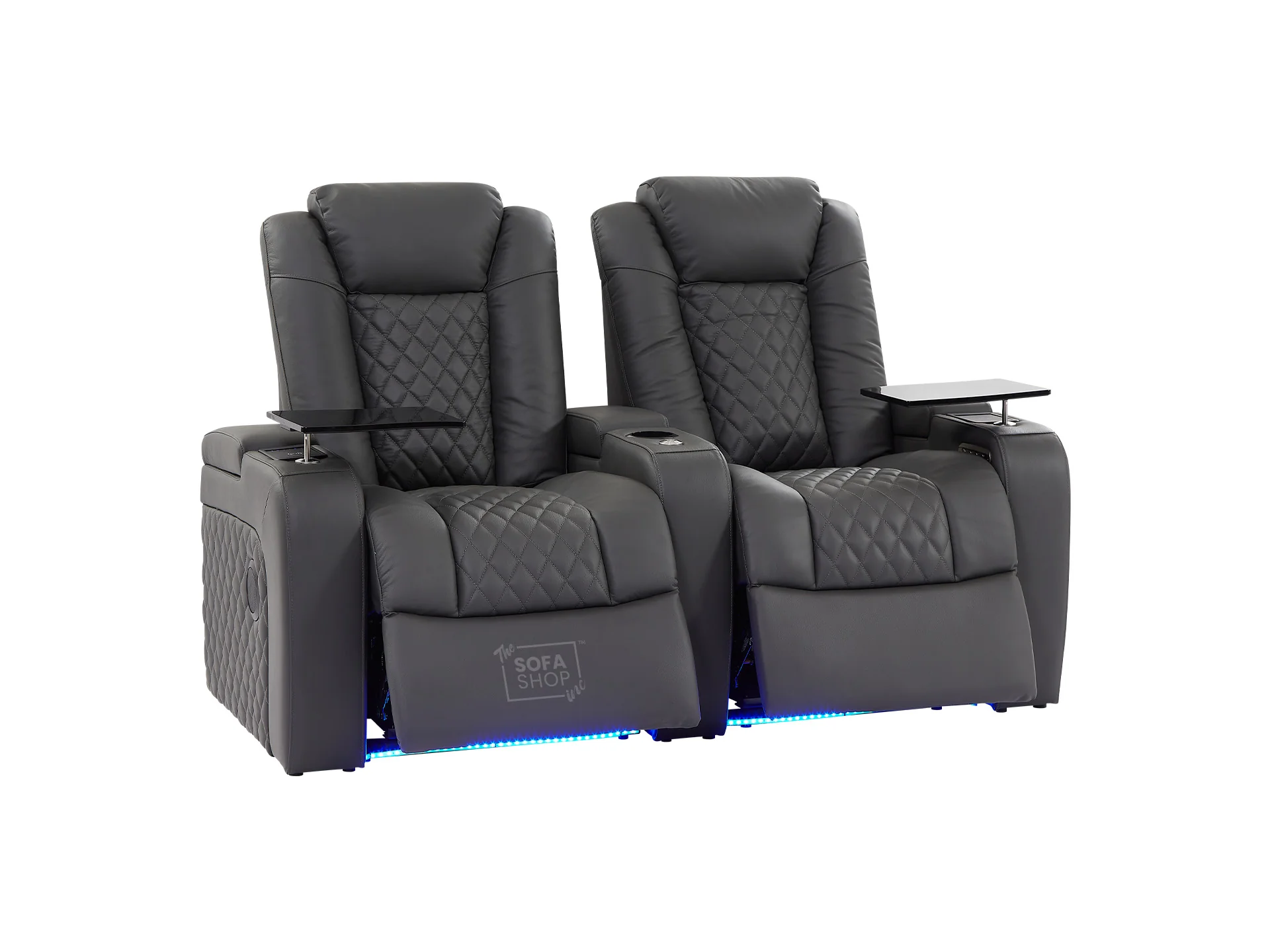 2 Seater Grey Real Leather Electric Recliner Cinema Sofa | Power Headrest, Bluetooth Speakers, Wireless Charging & Cooling Cup Holders | Milano | The Sofa Shop - Image 15