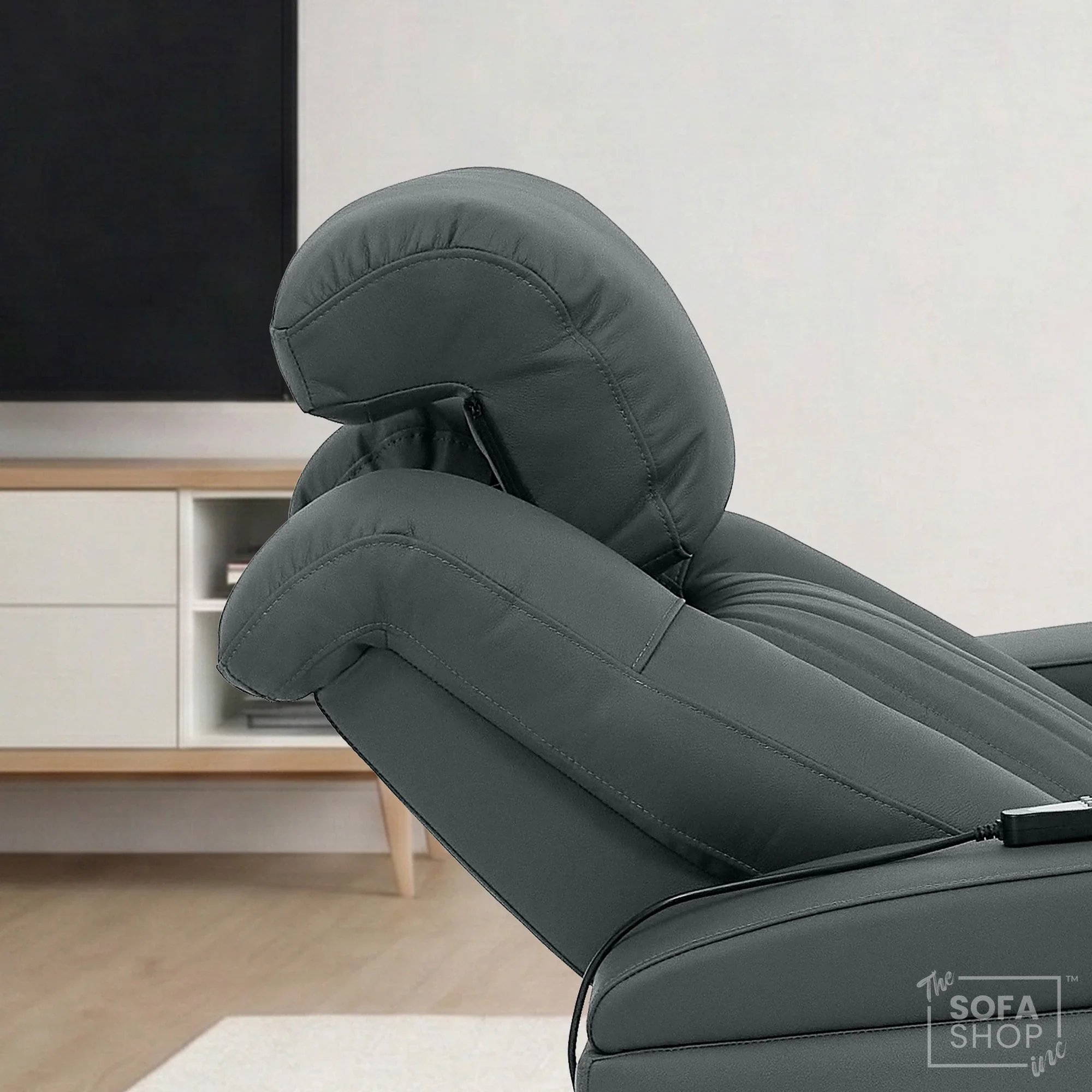 Real Leather 3+1 Electric Recliner Sofa Set and Cinema Seats | 2-Piece Sofa Package in Grey with Massage, Heating, Power Recliners, Wireless Charging & USB-C | Capri - Image 11