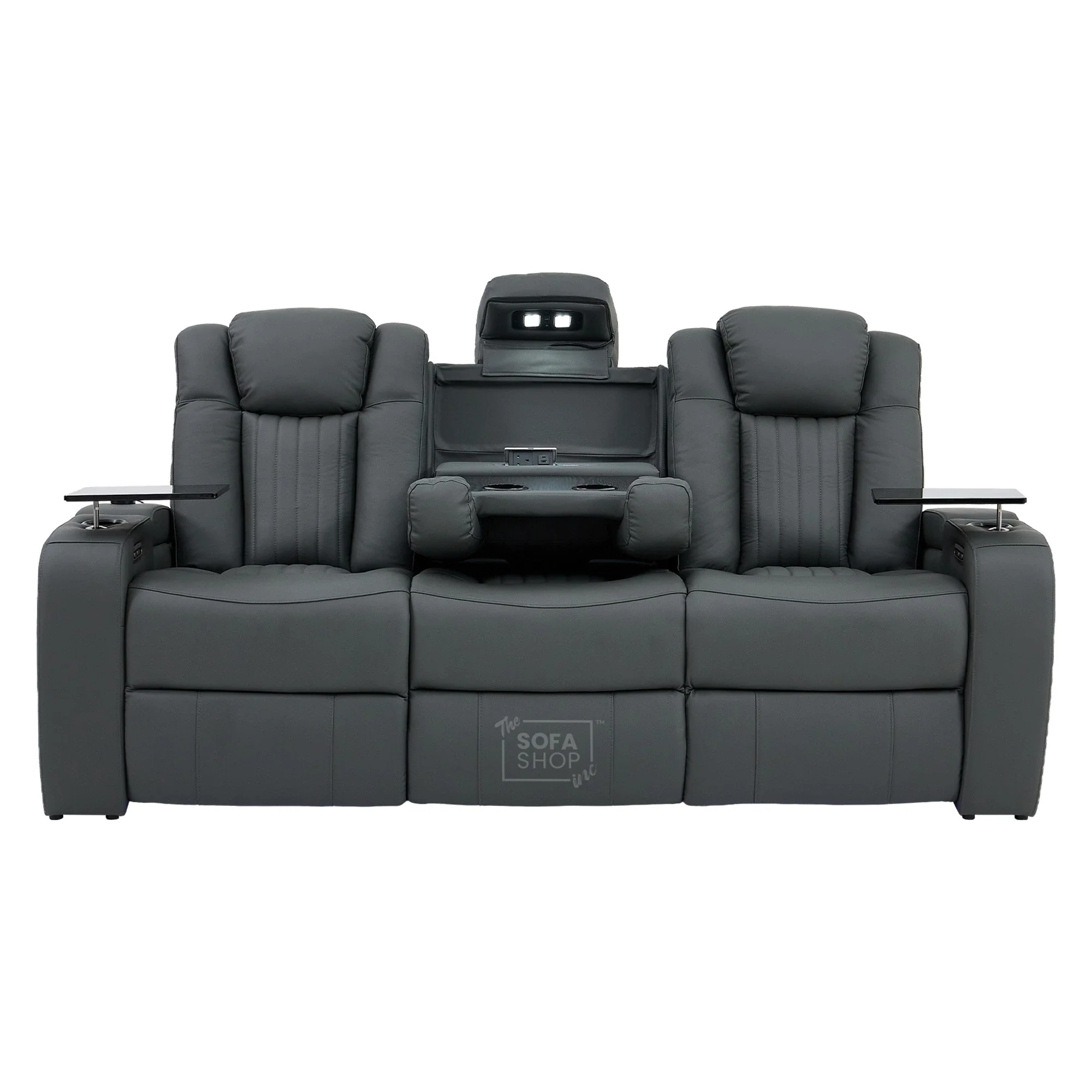 Real Leather 3+1 Electric Recliner Sofa Set and Cinema Seats | 2-Piece Sofa Package in Grey with Massage, Heating, Power Recliners, Wireless Charging & USB-C | Capri - Image 32