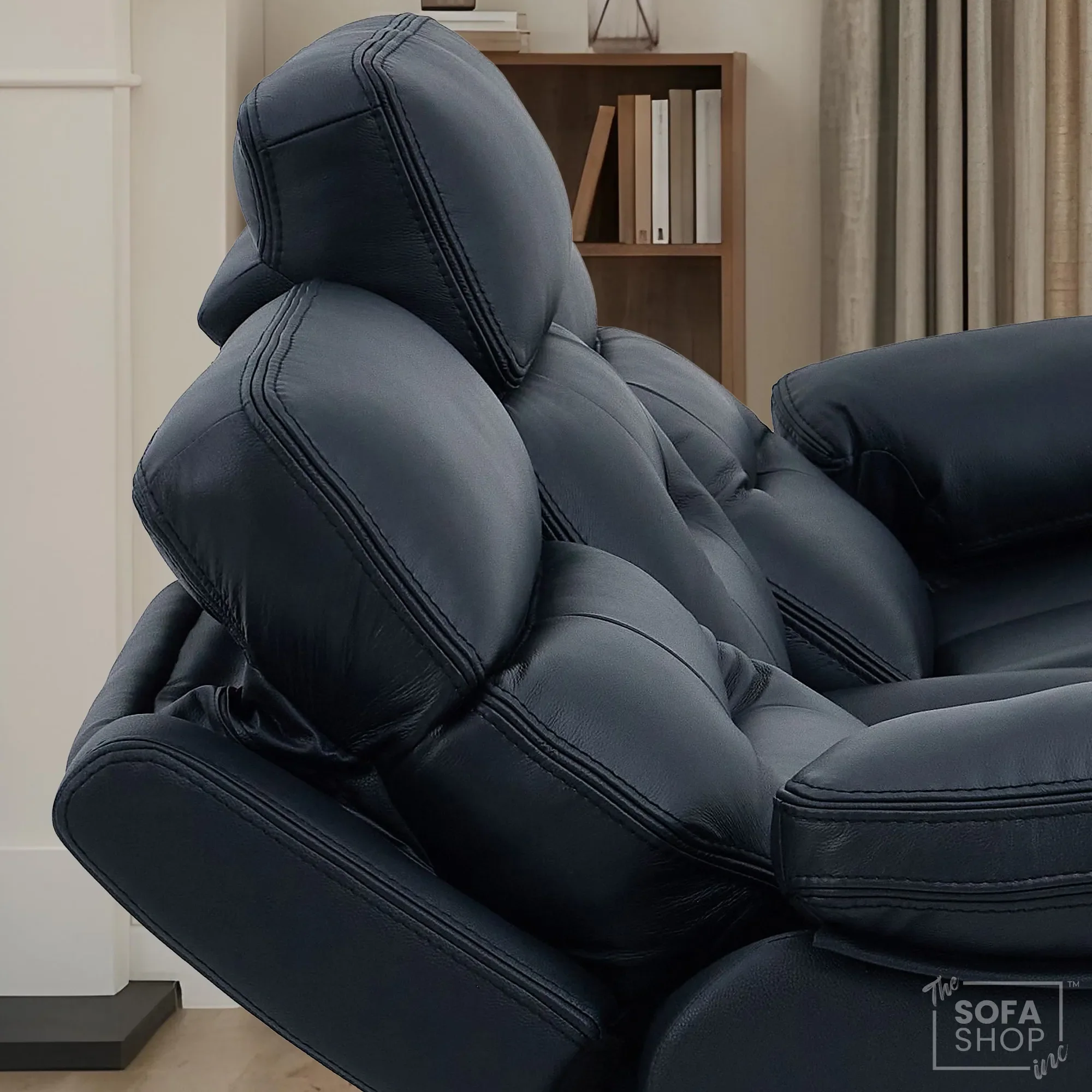 3+1 Electric Recliner Sofa Suite in Black Real Leather | Hi-Tech Cinema Set with Power Recline, Power Headrest, Drop-Down Table, Storage Drawer, USB & Wireless Charging | Sicily | The Sofa Shop - Image 12