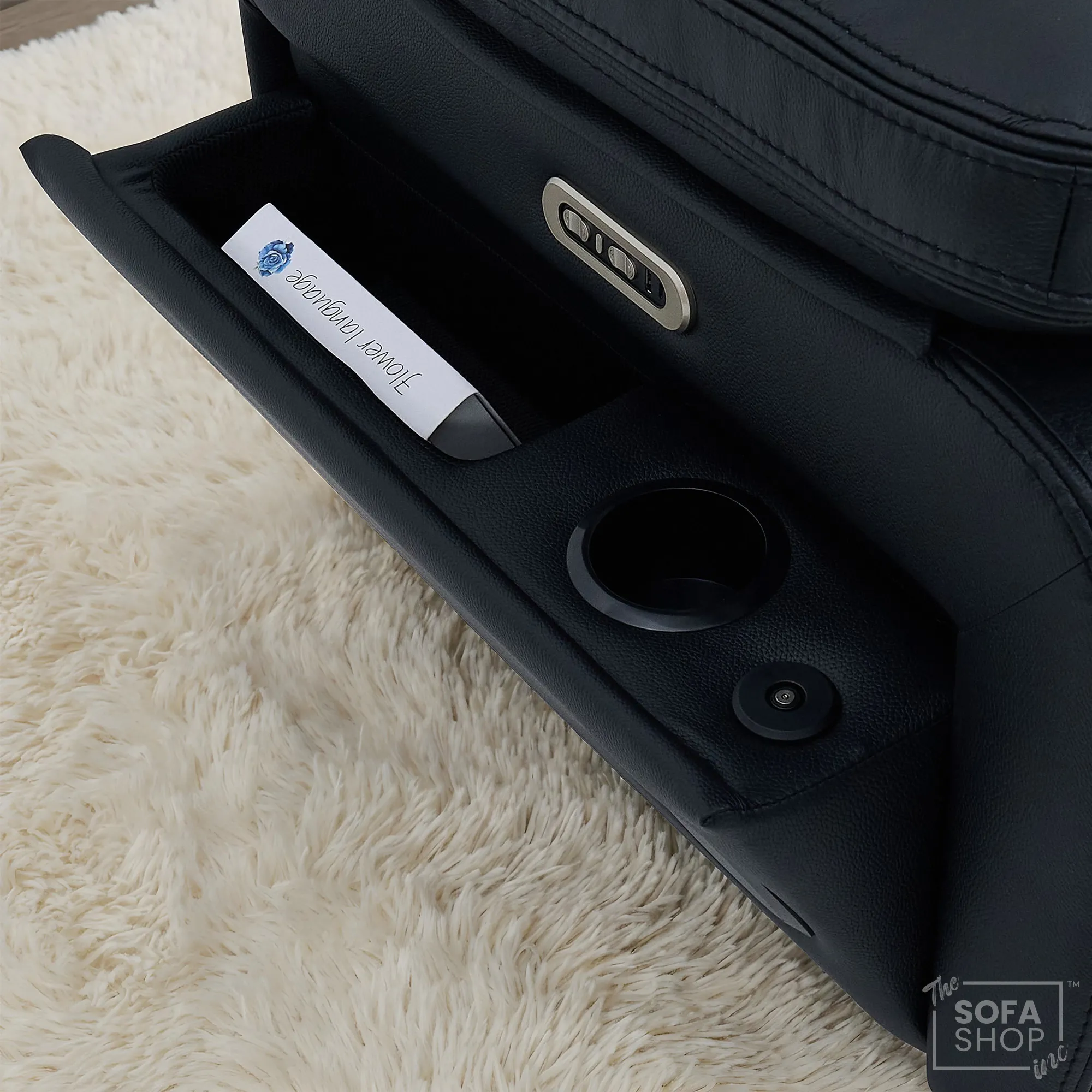 3+1 Electric Recliner Sofa Suite in Black Real Leather | Hi-Tech Cinema Set with Power Recline, Power Headrest, Drop-Down Table, Storage Drawer, USB & Wireless Charging | Sicily | The Sofa Shop - Image 24