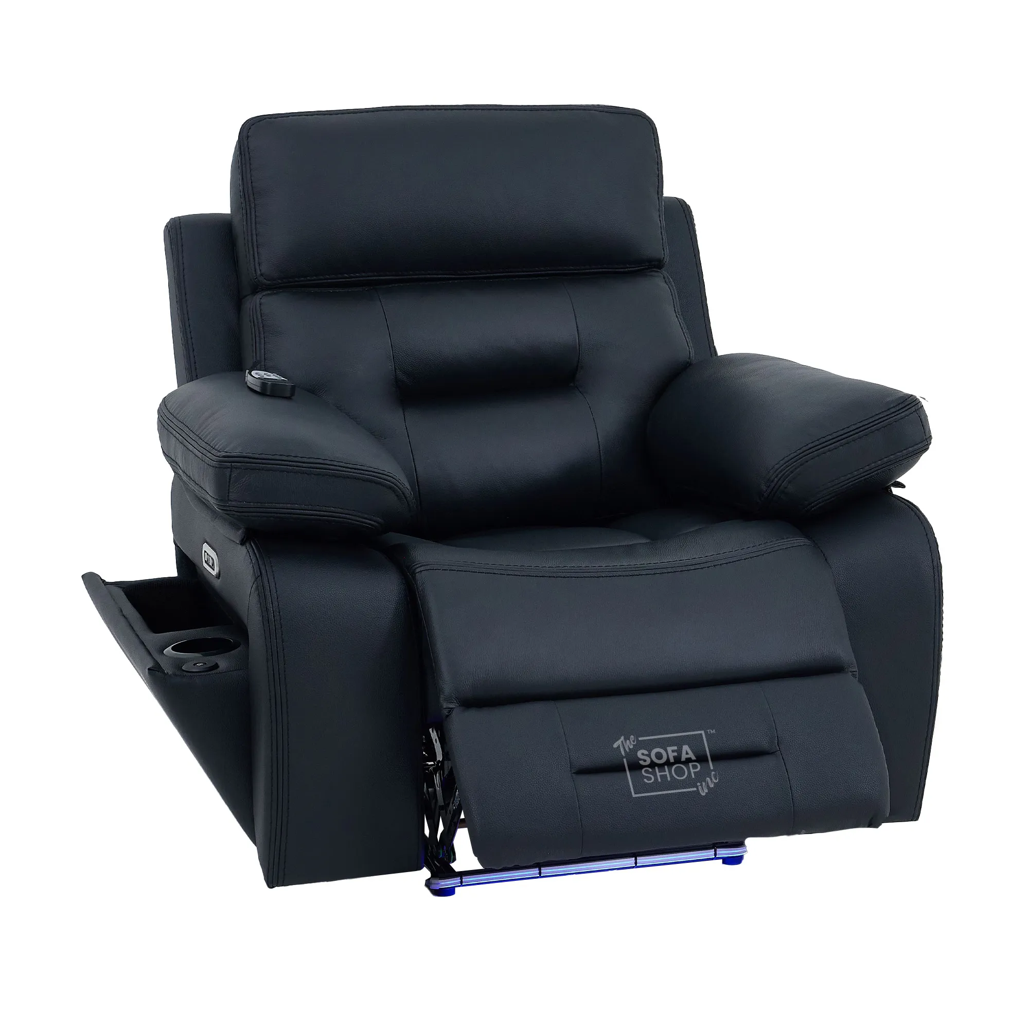 3+1 Electric Recliner Sofa Suite in Black Real Leather | Hi-Tech Cinema Set with Power Recline, Power Headrest, Drop-Down Table, Storage Drawer, USB & Wireless Charging | Sicily | The Sofa Shop - Image 27