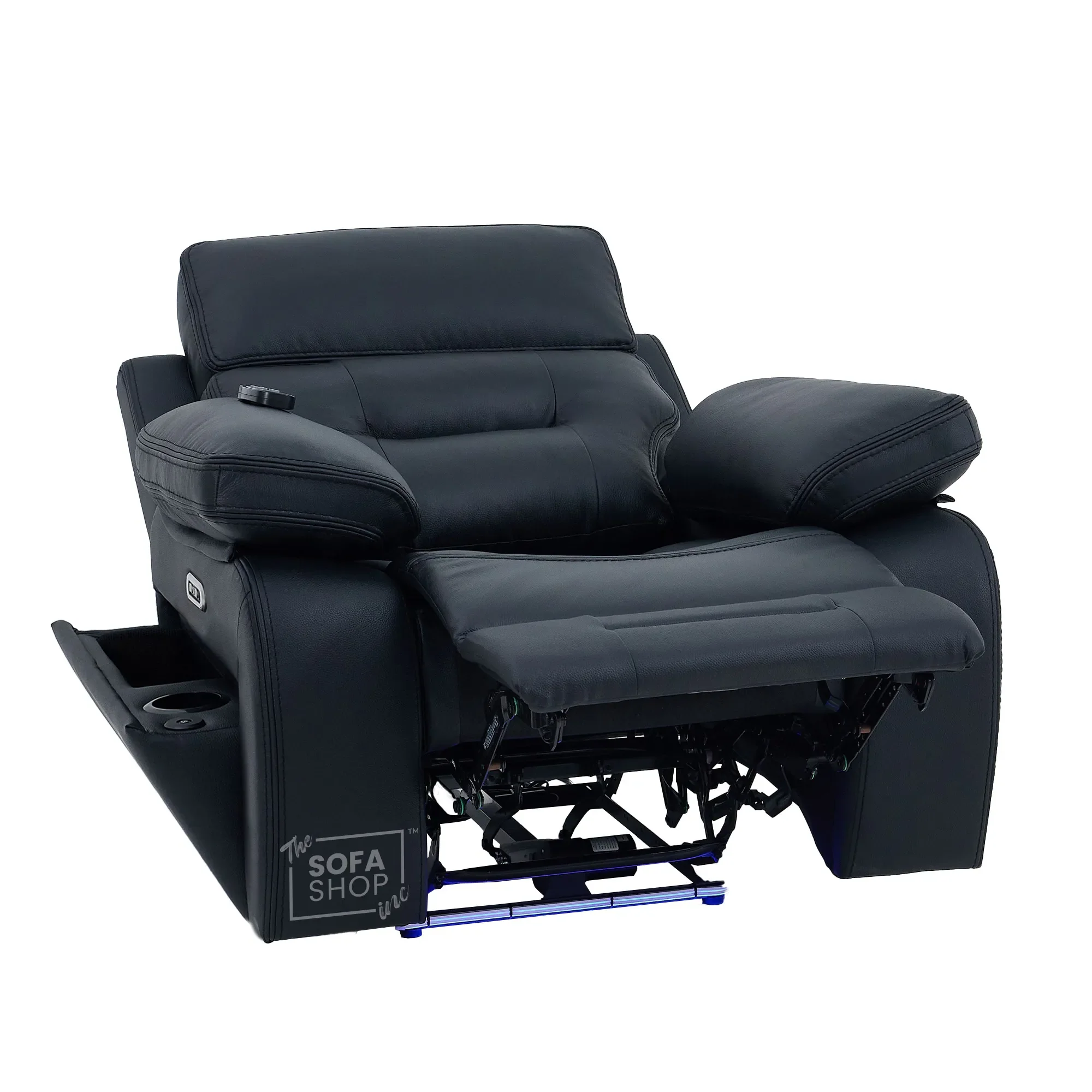 3+1 Electric Recliner Sofa Suite in Black Real Leather | Hi-Tech Cinema Set with Power Recline, Power Headrest, Drop-Down Table, Storage Drawer, USB & Wireless Charging | Sicily | The Sofa Shop - Image 30
