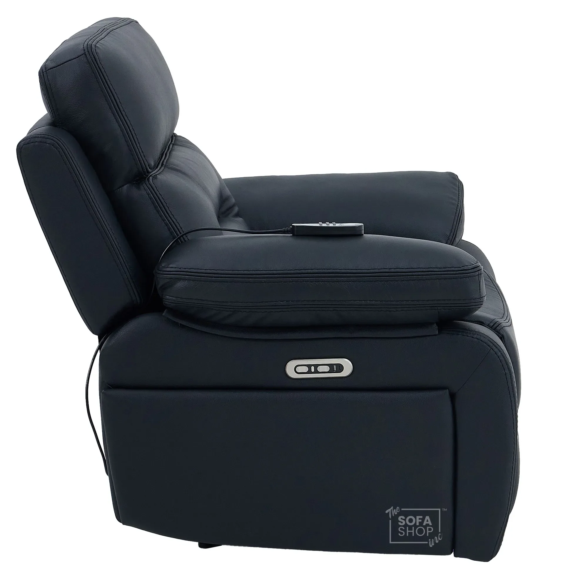 3+1 Electric Recliner Sofa Suite in Black Real Leather | Hi-Tech Cinema Set with Power Recline, Power Headrest, Drop-Down Table, Storage Drawer, USB & Wireless Charging | Sicily | The Sofa Shop - Image 33