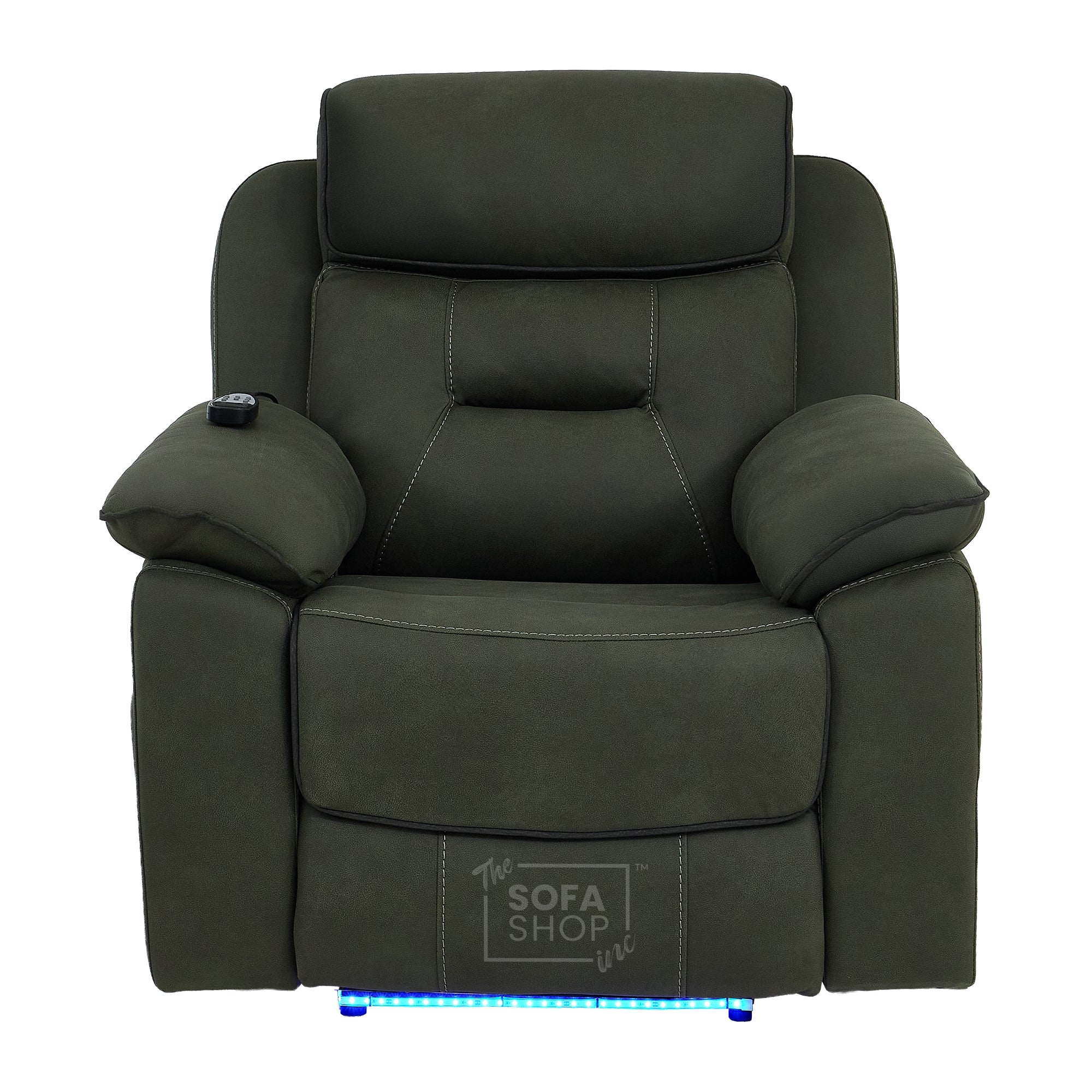 3+1 Green Fabric Electric Recliner Cinema | 2 Piece Sofa Set With Vibration Massage, Heated Lumbar, Wireless Charging & Bluetooth Speakers | Florence | The Sofa Shop - Image 32