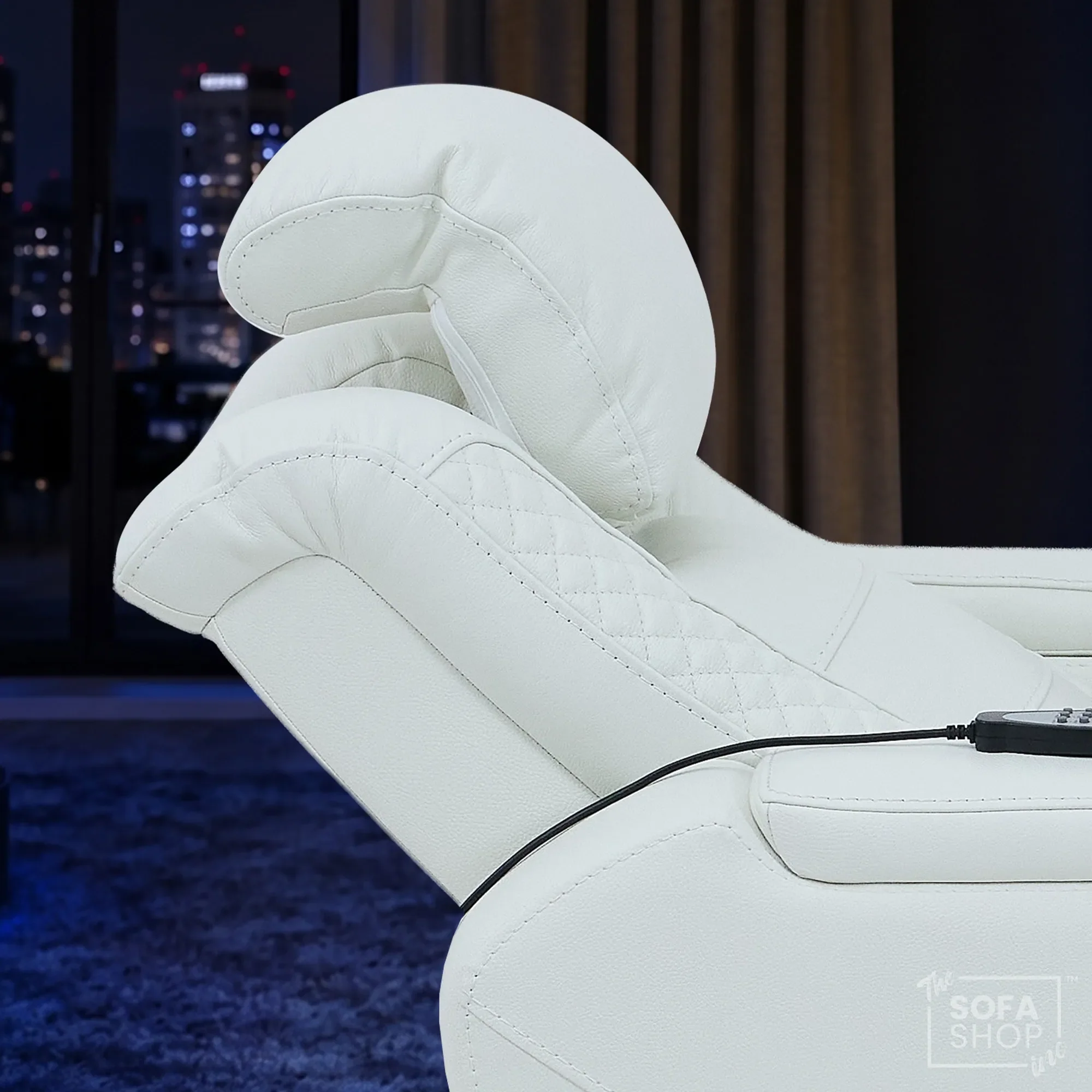 3+1 Real Leather Electric Recliner Cinema Sofa Set in White | Hi-Tech Sofa Suite with Power Recline, Power Headrests, Wireless Charging, Heat & Cool Cupholders | Napoli | The Sofa Shop - Image 12