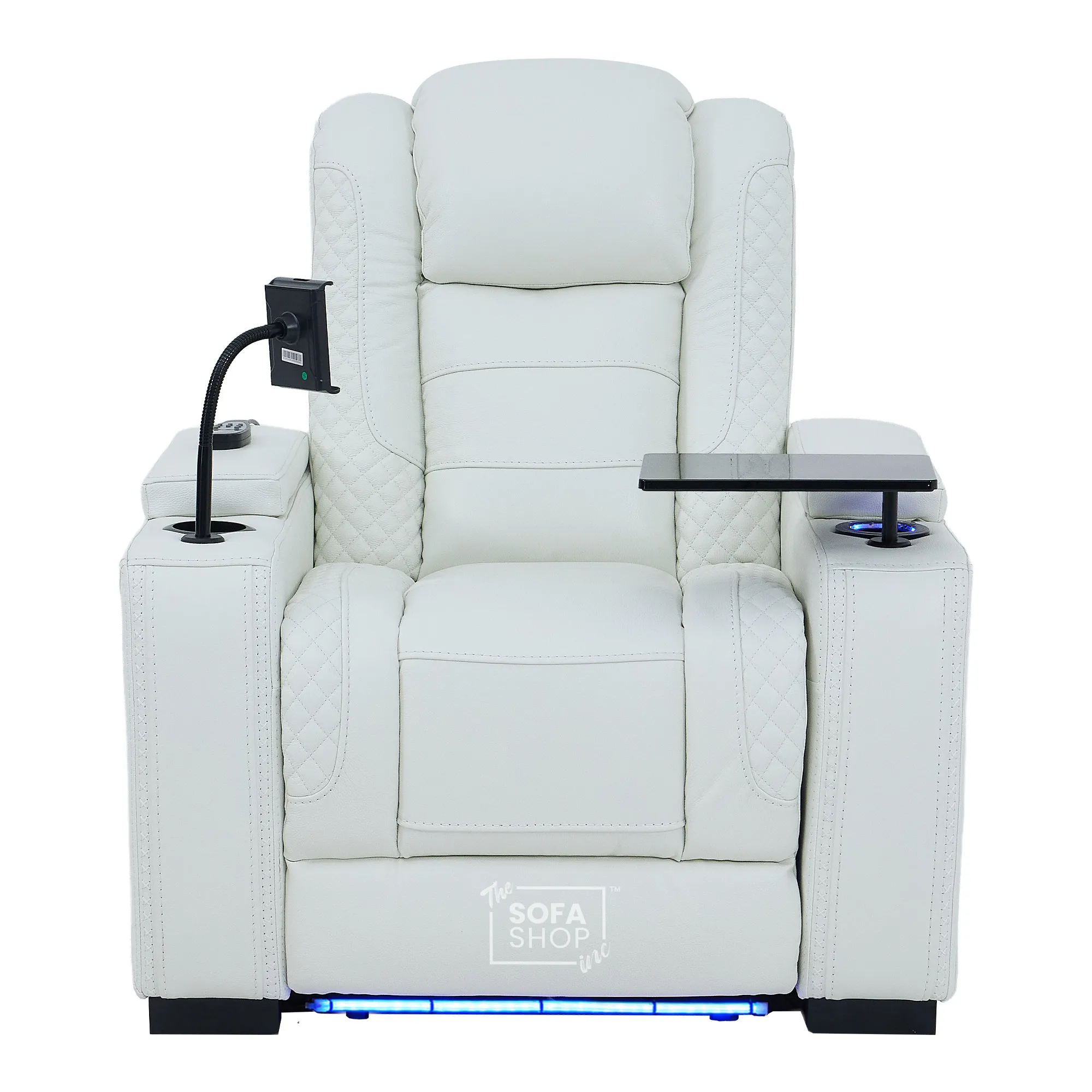 3+1 Real Leather Electric Recliner Cinema Sofa Set in White | Hi-Tech Sofa Suite with Power Recline, Power Headrests, Wireless Charging, Heat & Cool Cupholders | Napoli | The Sofa Shop - Image 35