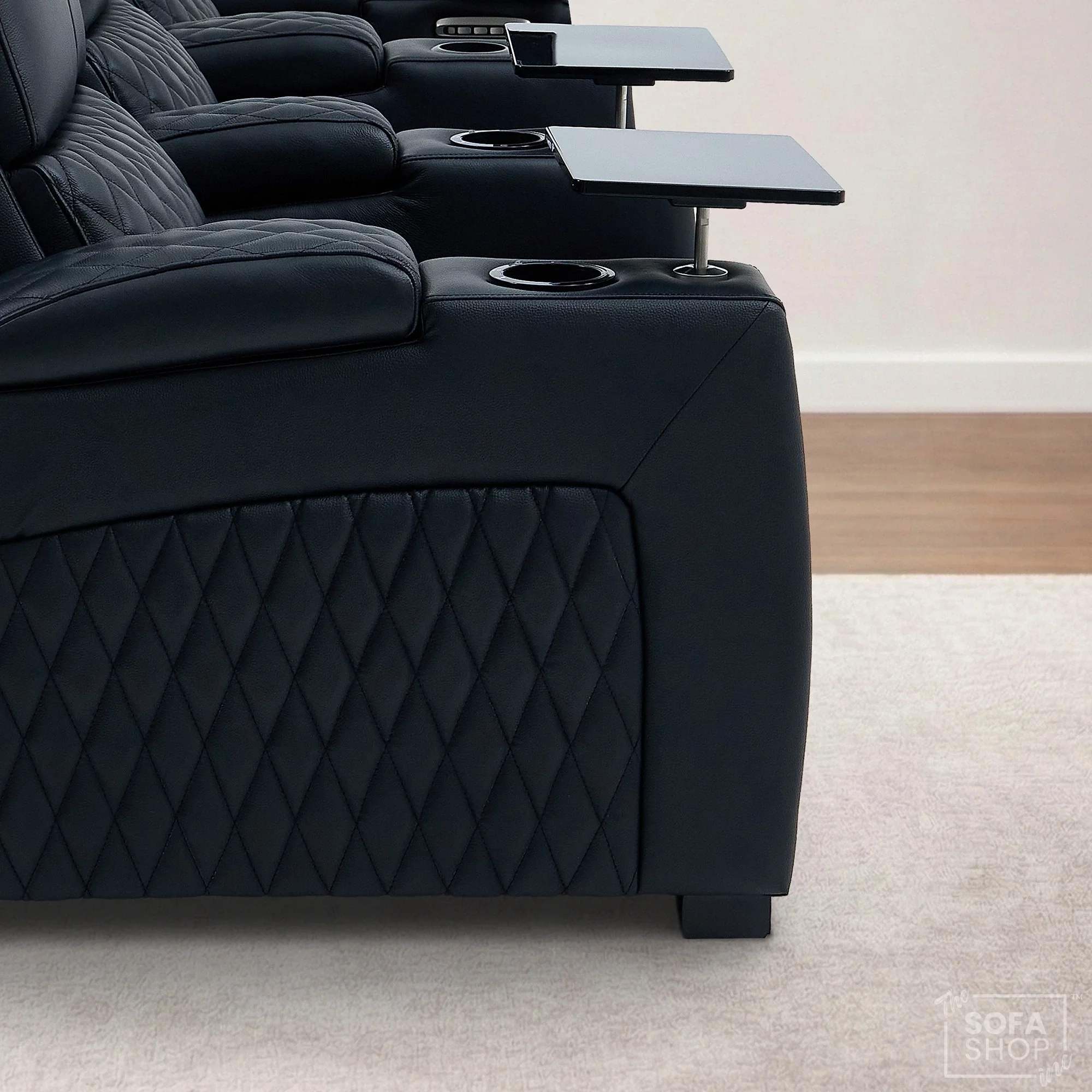 Real Leather 3+1 Seater Electric Recliner Sofa Set | 2-Piece Cinema Suite in Black with Chilled Cupholders & Power Headrests | Assisi | The Sofa Shop - Image 21