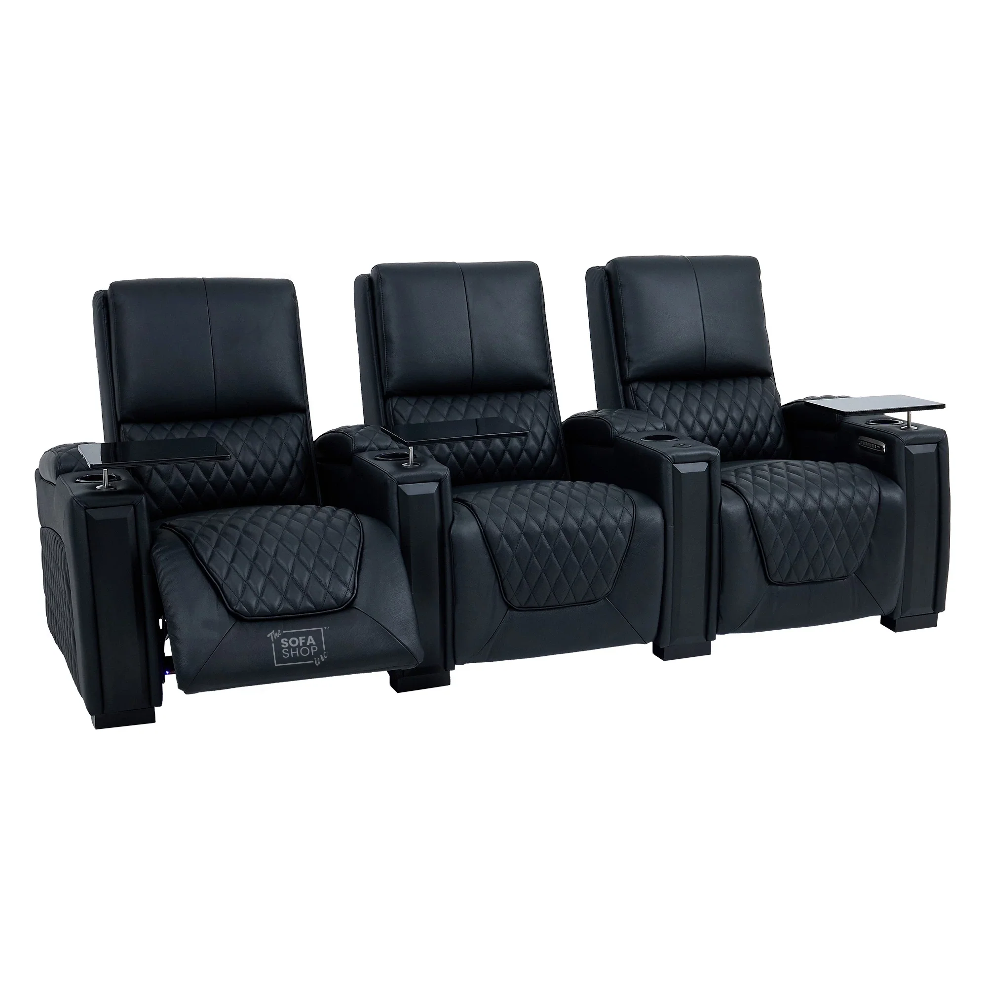 Real Leather 3+1 Seater Electric Recliner Sofa Set | 2-Piece Cinema Suite in Black with Chilled Cupholders & Power Headrests | Assisi | The Sofa Shop - Image 23