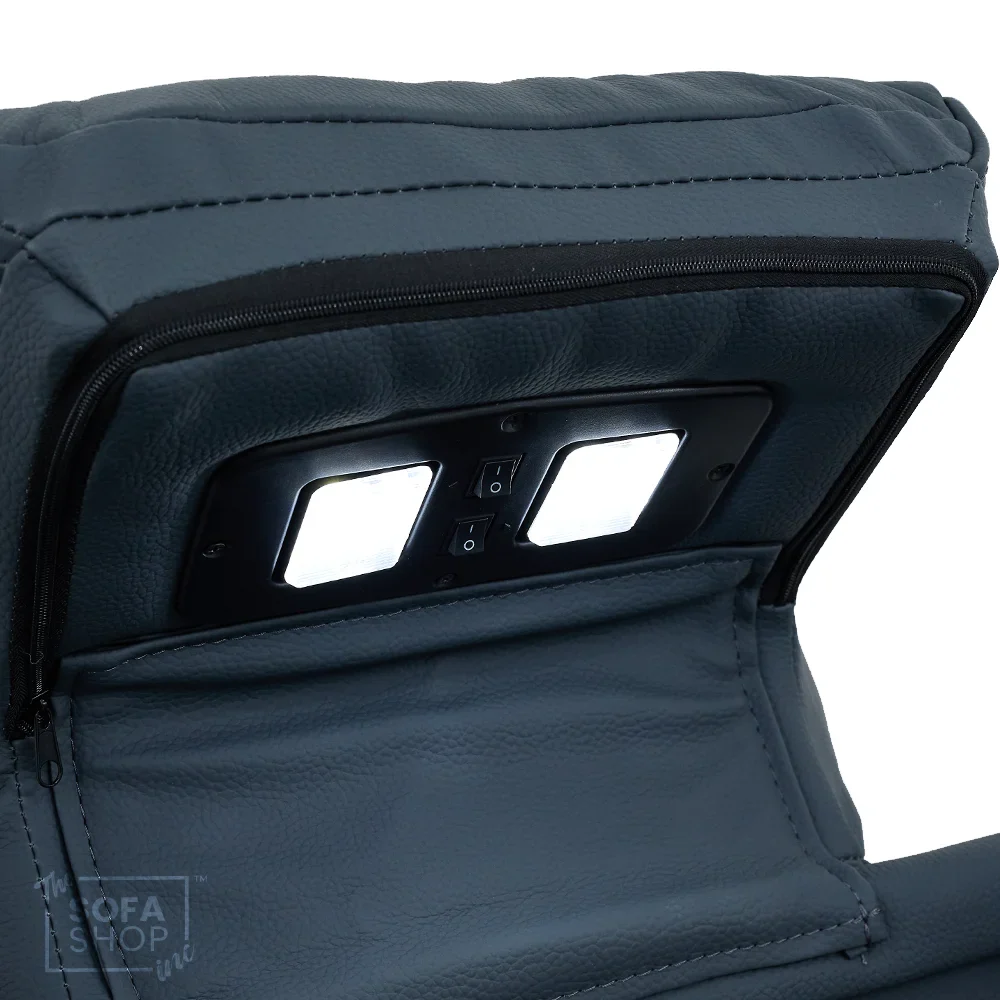 3+1 Seater Genuine Leather Recliner Cinema Sofa Set with Massage, Drop-Down Table, Cup Holders, LED Reading Light, Power Recliner, USB Ports, Socket Set & Storage | Blue Leather | Napoli - Image 29