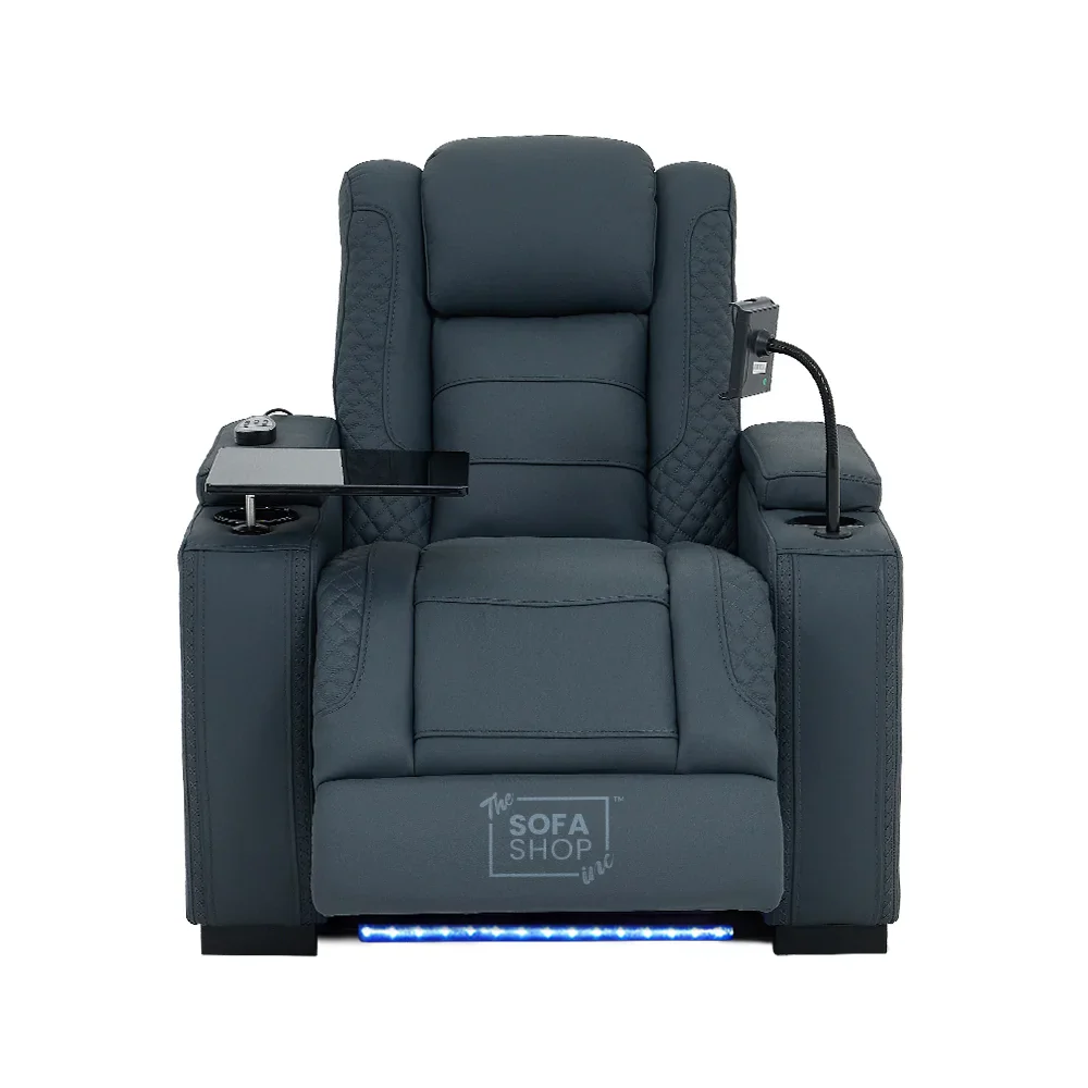3+1 Seater Genuine Leather Recliner Cinema Sofa Set with Massage, Drop-Down Table, Cup Holders, LED Reading Light, Power Recliner, USB Ports, Socket Set & Storage | Blue Leather | Napoli - Image 37