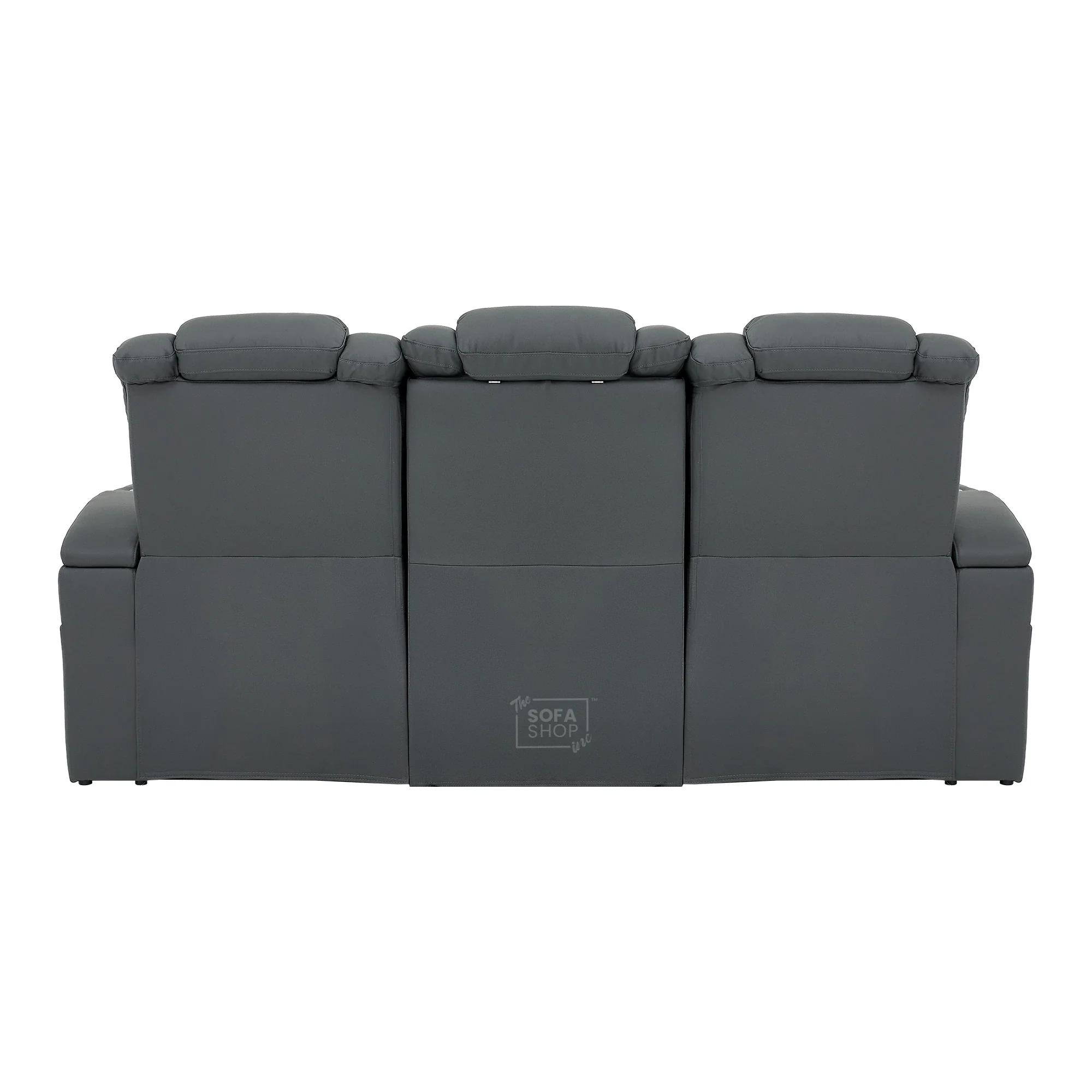 Real Leather 3+2+1 Piece Electric Home Cinema Theatre Sofa Set | Couch Suite Package in Grey + Massage + Heating + Power Recliners + Wireless Charging | Capri - Image 40