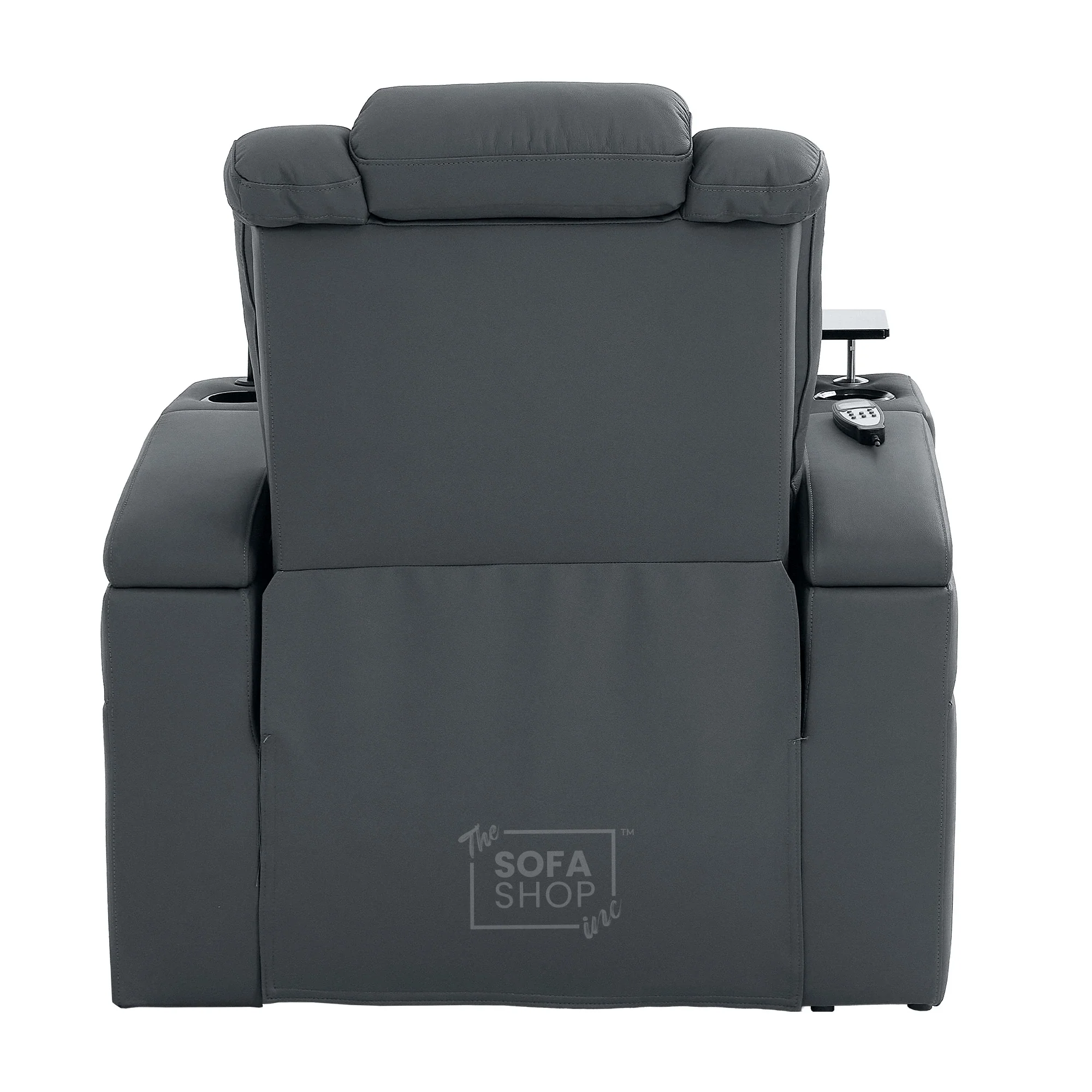 Real Leather 3+2+1 Piece Electric Home Cinema Theatre Sofa Set | Couch Suite Package in Grey + Massage + Heating + Power Recliners + Wireless Charging | Capri - Image 42