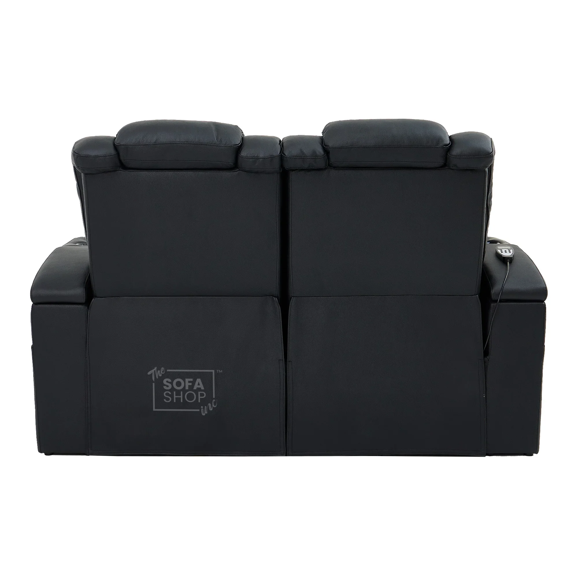 3+2 Modern Reclining Sofa Suite in Black Real Leather | Hi-Tech Sofa with Massage, Heated Lumbar, Wireless Charging, LED Lights & Removable Tables | Capri - Image 33