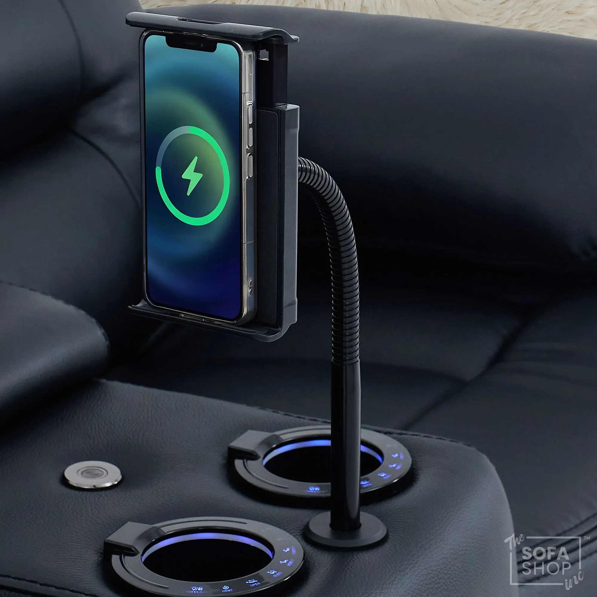 3+2 Electric Recliner Sofa Set in Black Real Leather | Hi-Tech Cinema Sofa Set with Bluetooth Speakers & Multi-Link, Power Grommets, Power Headrest, Power Recliner, USB & Wireless Charging | Sicily | The Sofa Shop - Image 25