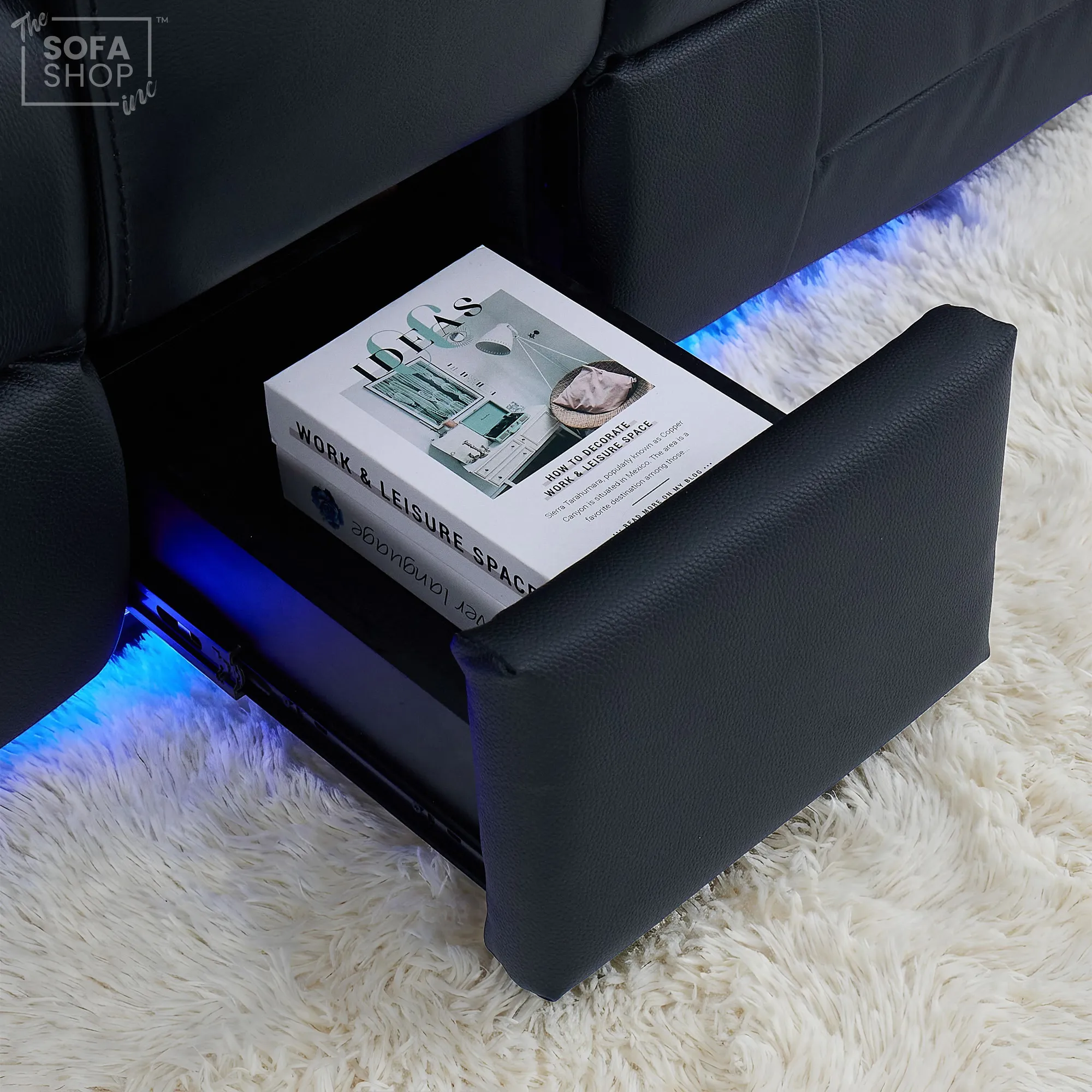 3+2 Electric Recliner Sofa Set in Black Real Leather | Hi-Tech Cinema Sofa Set with Bluetooth Speakers & Multi-Link, Power Grommets, Power Headrest, Power Recliner, USB & Wireless Charging | Sicily | The Sofa Shop - Image 32