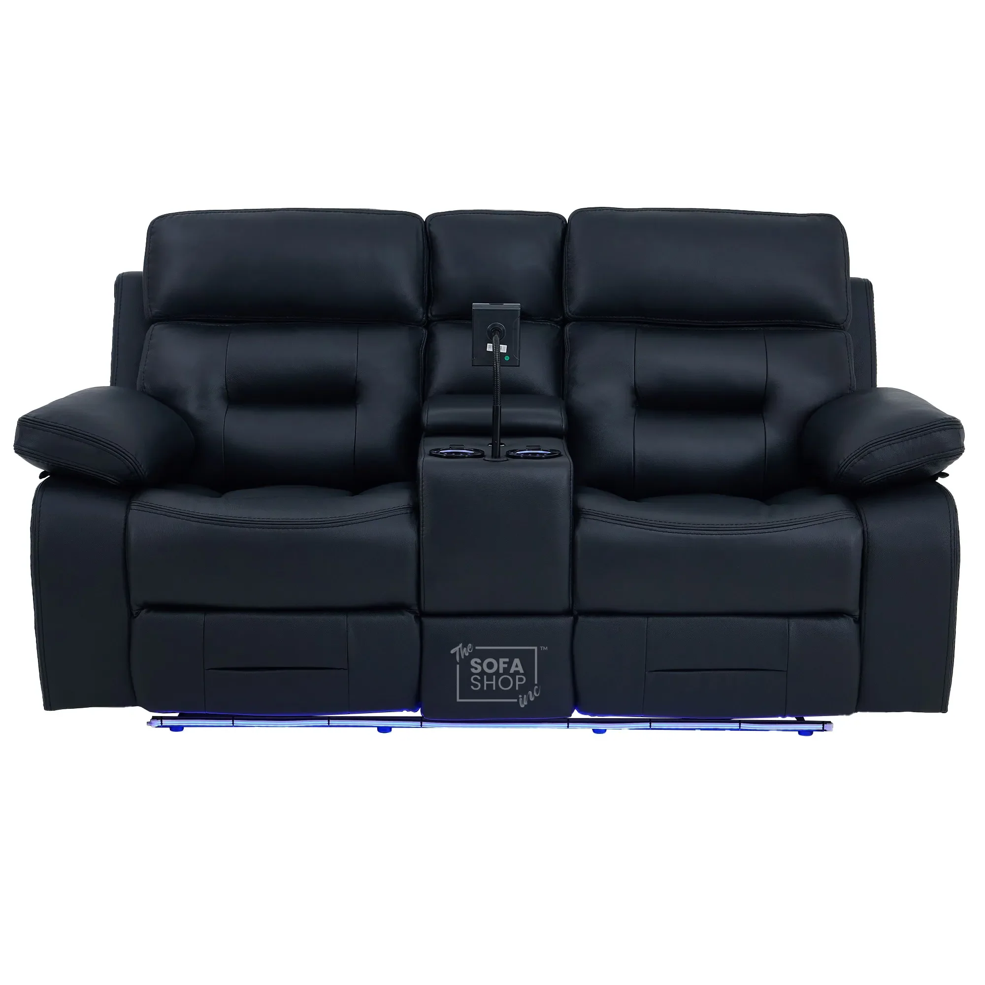 3+2 Electric Recliner Sofa Set in Black Real Leather | Hi-Tech Cinema Sofa Set with Bluetooth Speakers & Multi-Link, Power Grommets, Power Headrest, Power Recliner, USB & Wireless Charging | Sicily | The Sofa Shop - Image 36
