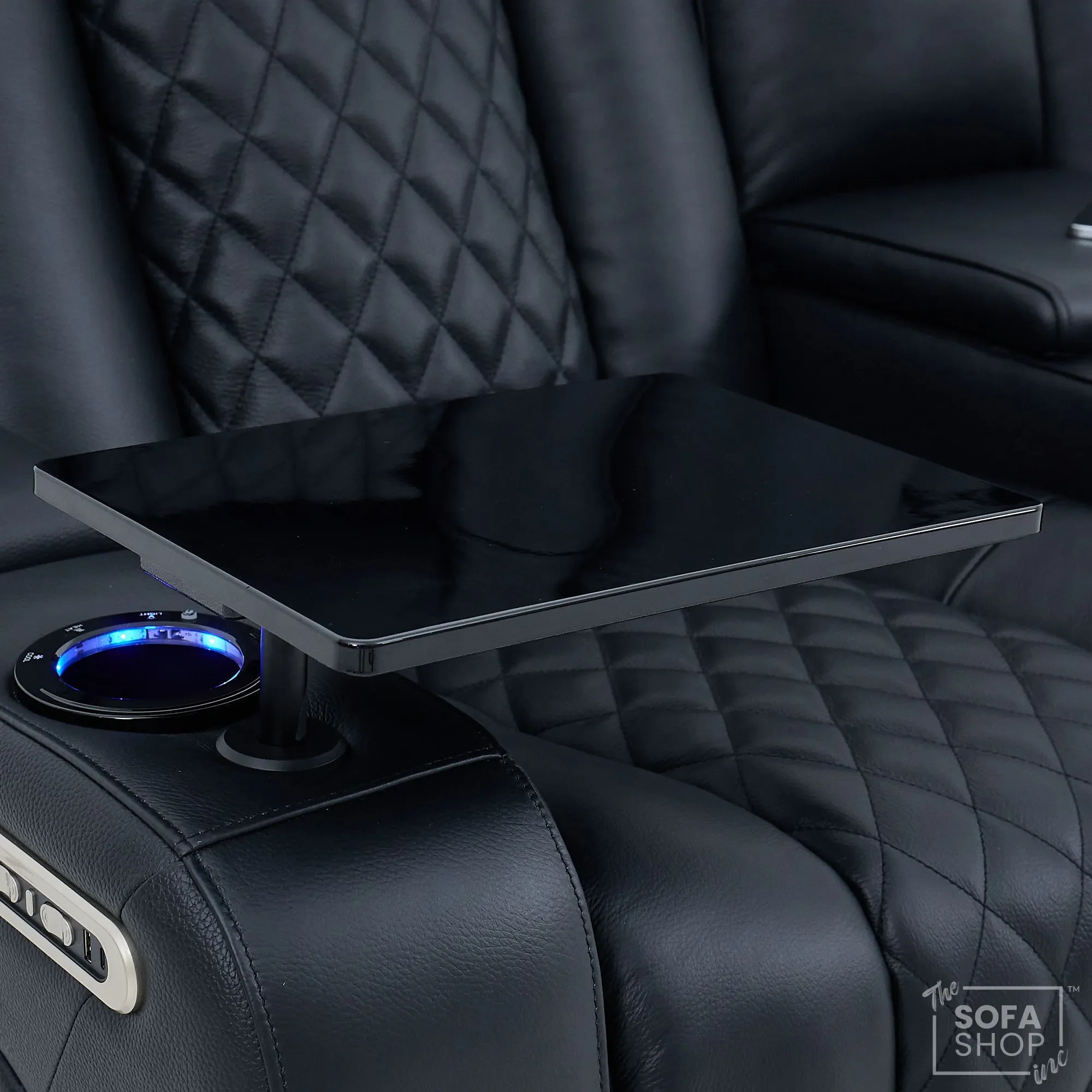 3 Seat Electric Recliner Home Cinema Theatre Sofa |Hi-Tech Couch With Heat and Cool Cup Holders + Multi-Link Bluetooth + Fold-Down Table + Wireless Charging + Power Headrests | Milano | The Sofa Shop - Image 15
